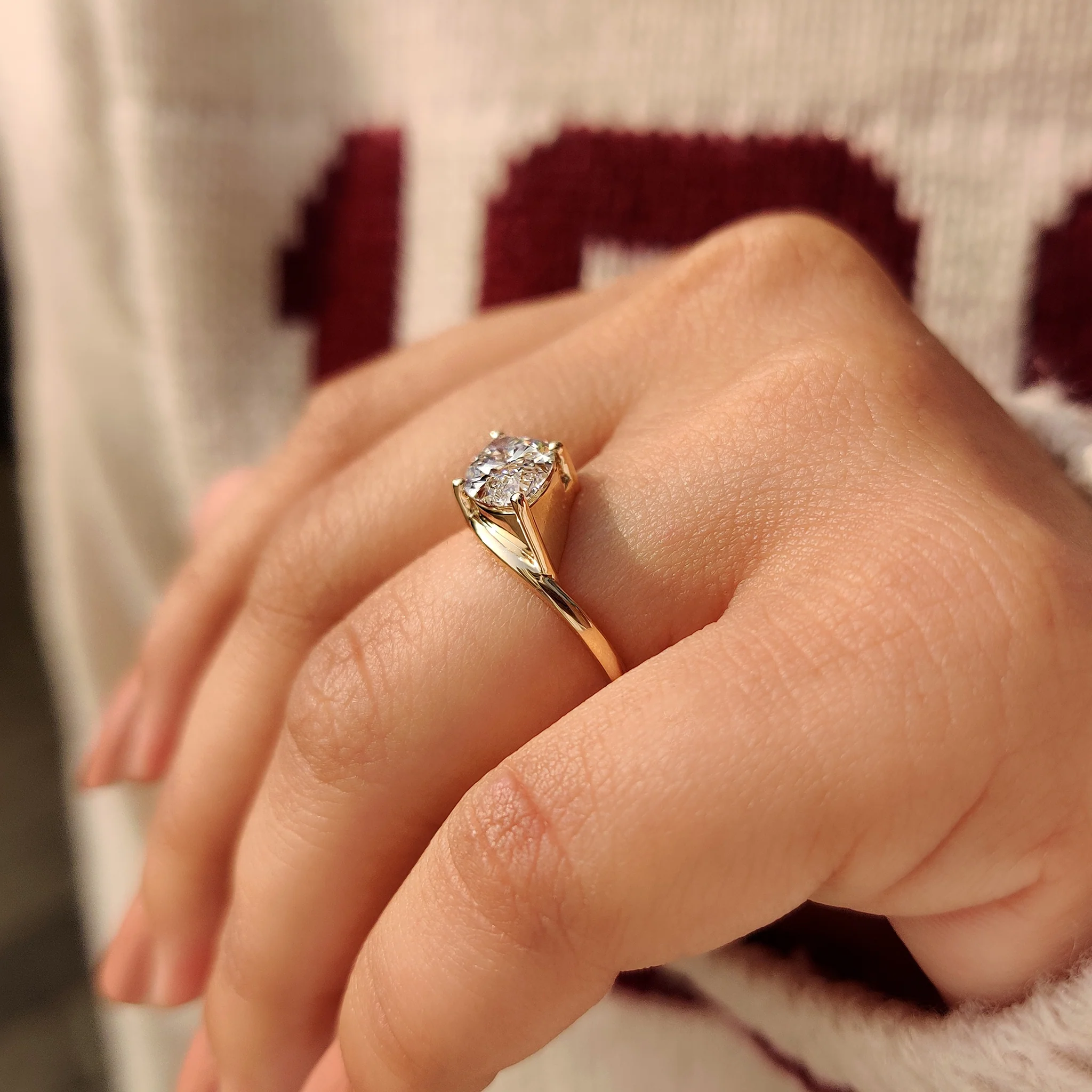 1 - 2 CT Marquise Diamond Solitaire Ring in Bypass Setting - Image 3