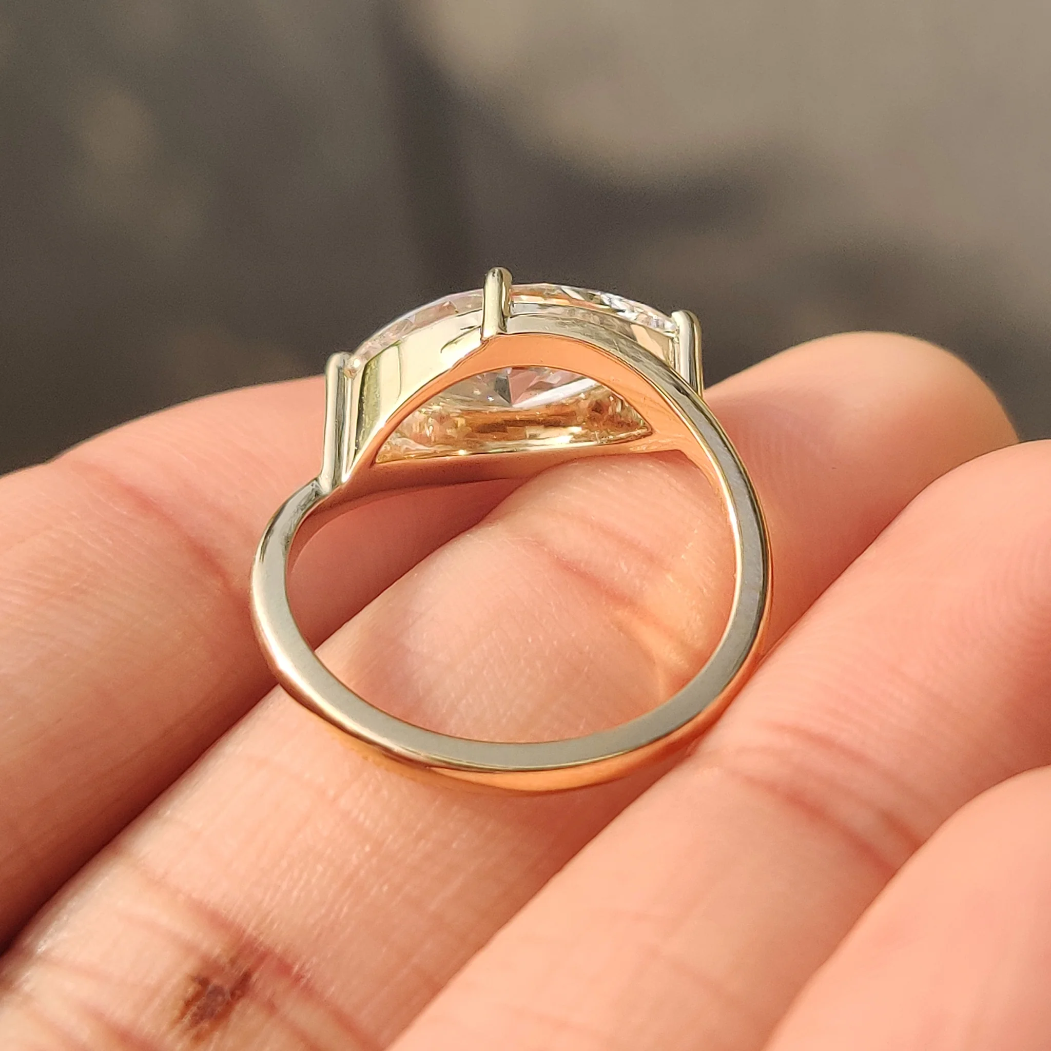 1 - 2 CT Marquise Diamond Solitaire Ring in Bypass Setting - Image 8