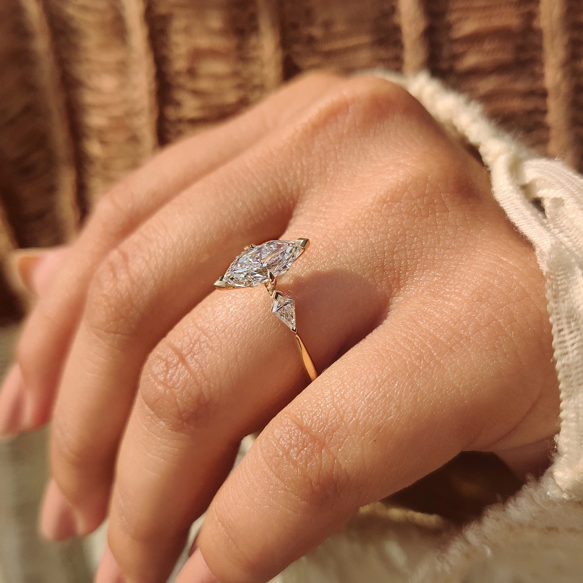 1.50 CT Dutch Marquise and Kite Cut Three Diamond Ring - Image 3