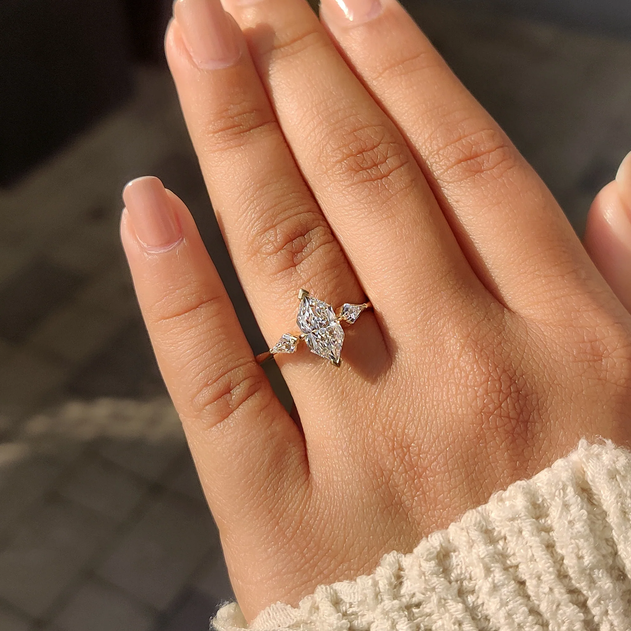 1.50 CT Dutch Marquise and Kite Cut Three Diamond Ring - Image 6