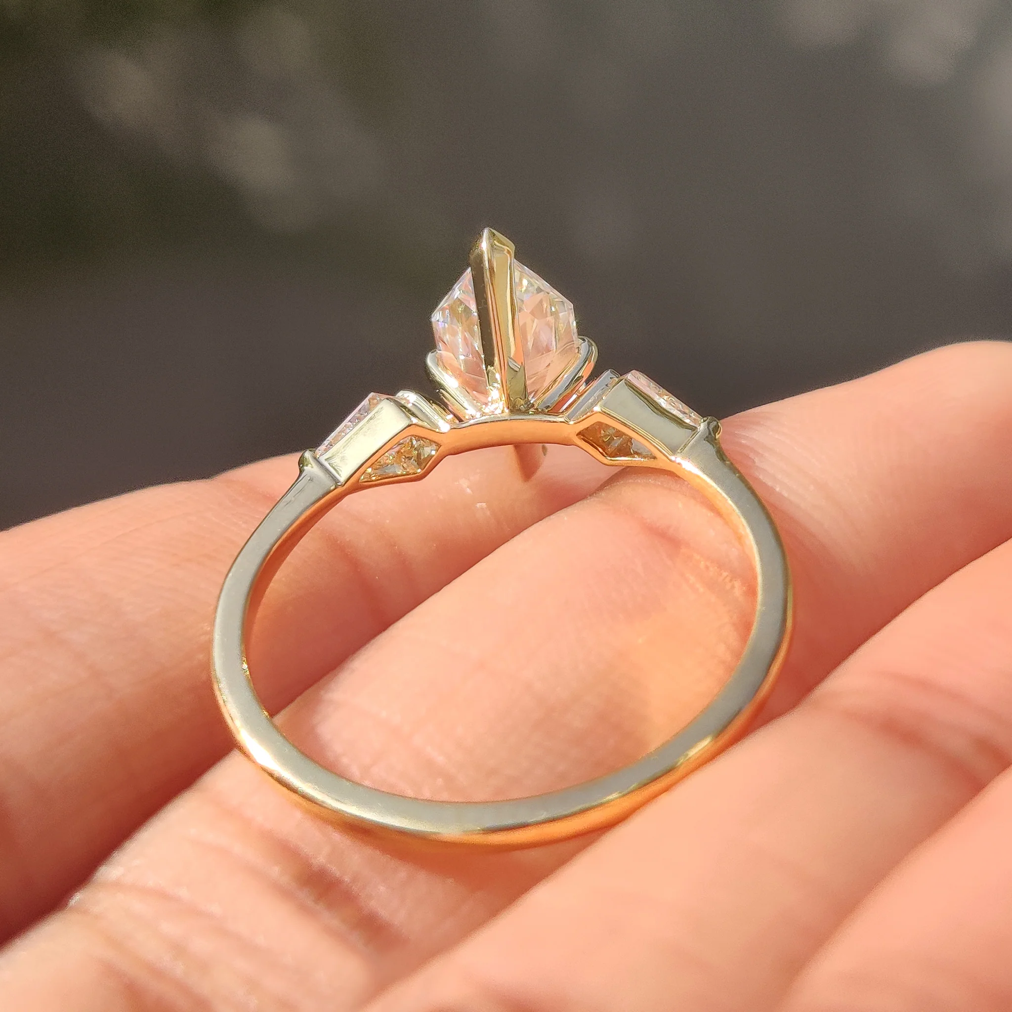 1.50 CT Dutch Marquise and Kite Cut Three Diamond Ring - Image 7