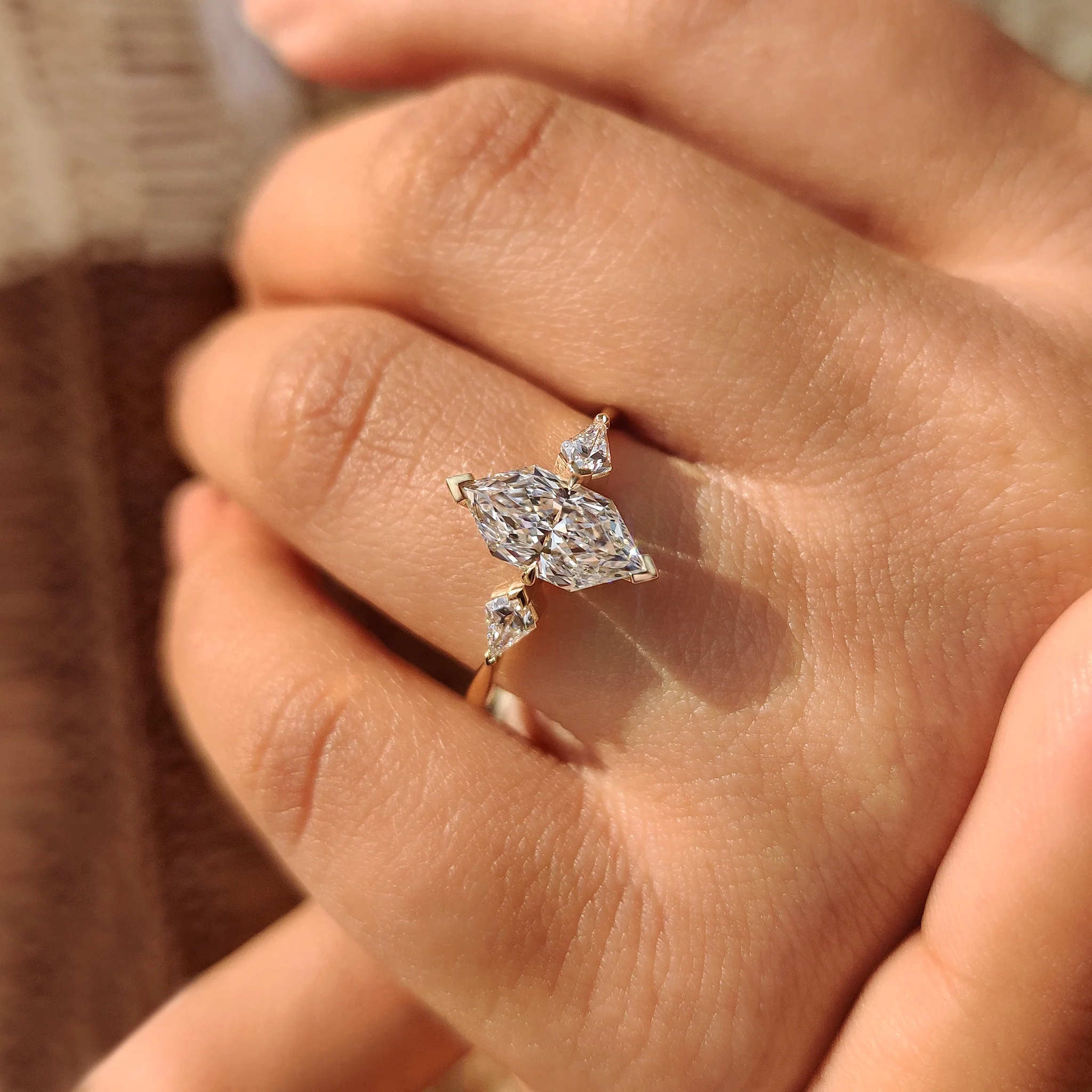 1.50 CT Dutch Marquise and Kite Cut Three Diamond Ring - Image 8