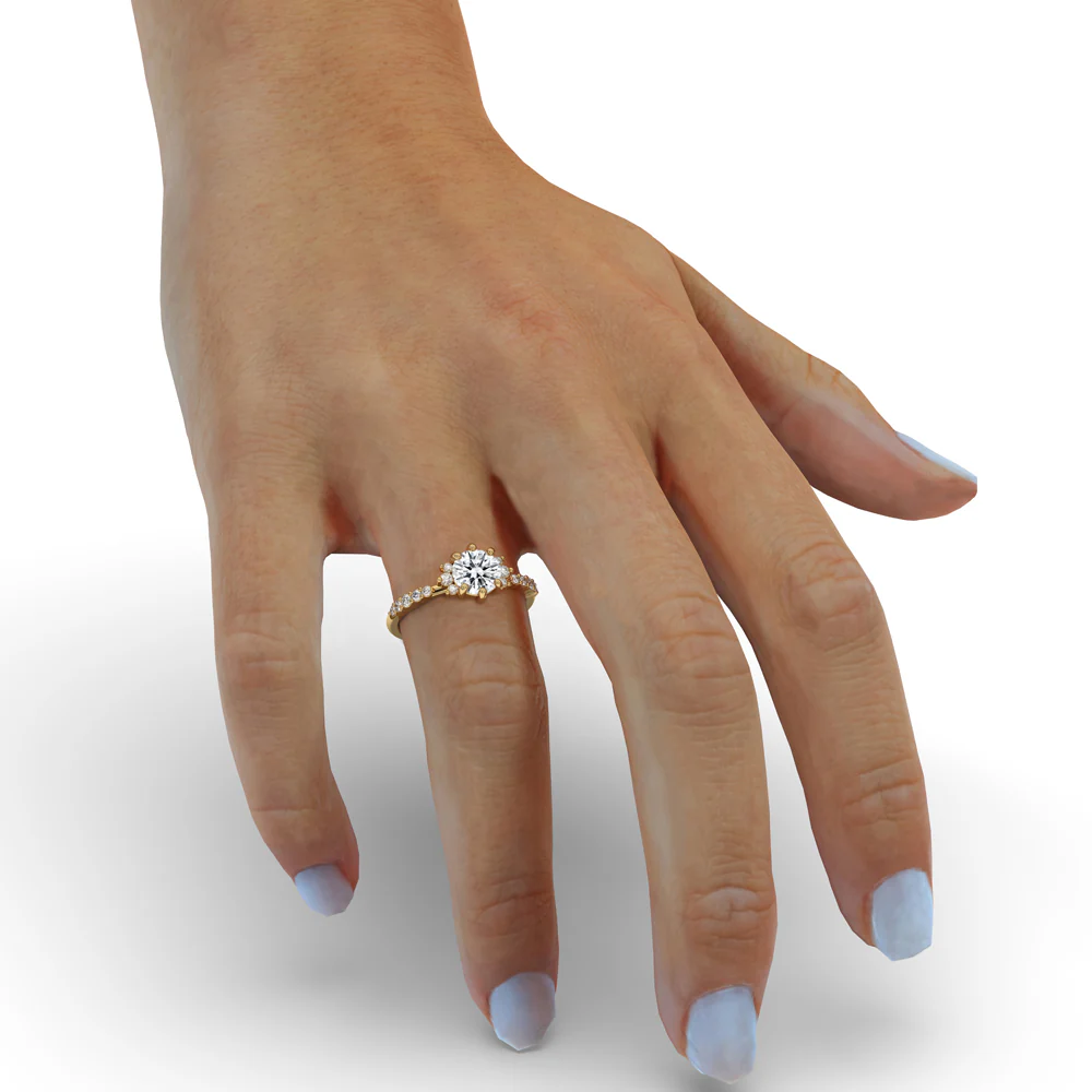 2 Carat Round Diamond Ring with Elegant Pave Setting - Image 5