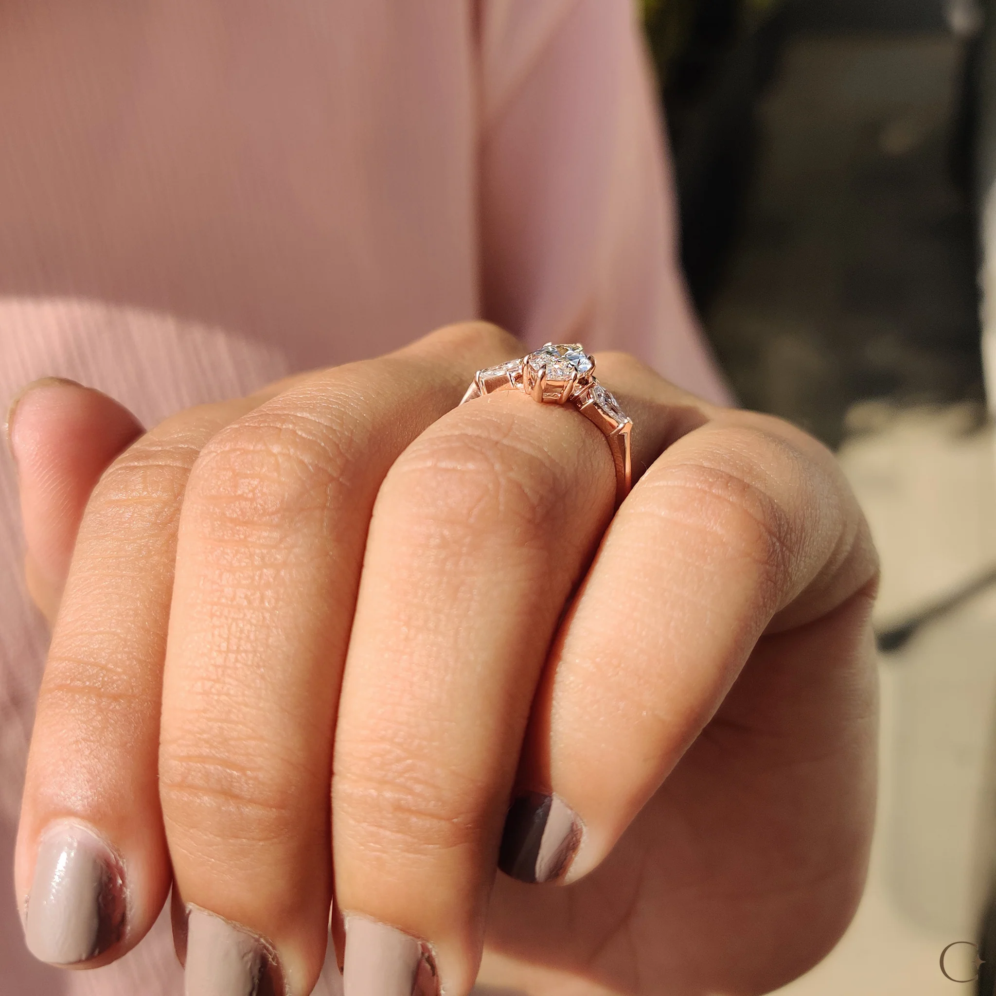 3 Stone Engagement Ring With Marquise And Kite Cut - Image 5