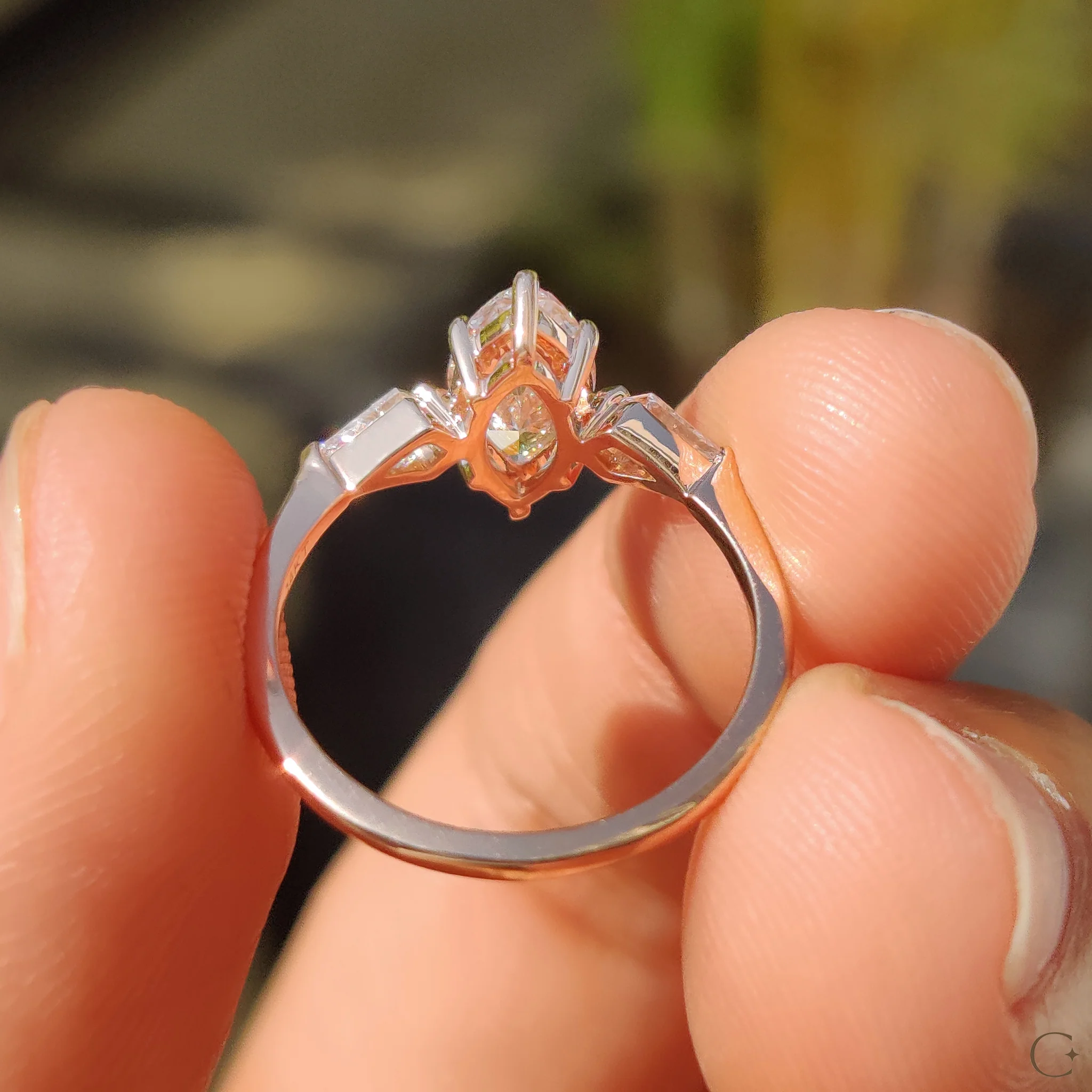 3 Stone Engagement Ring With Marquise And Kite Cut - Image 6