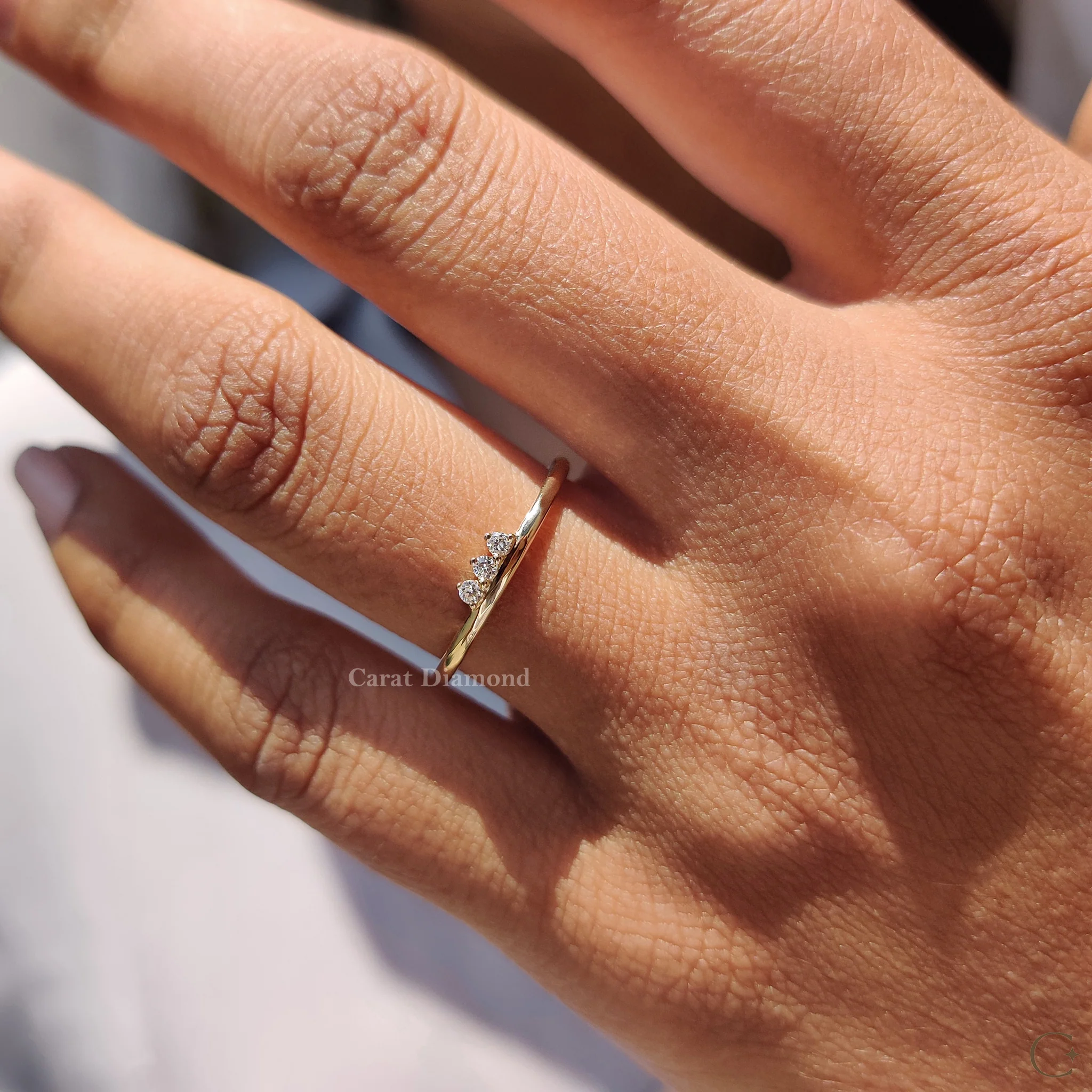 3 Stone Wedding Band Featuring Round Diamond - Image 10