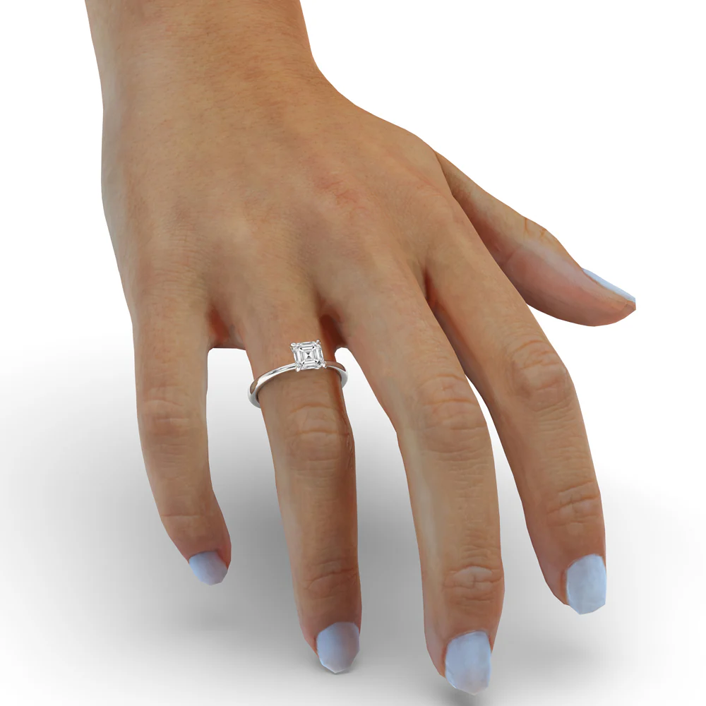 Diamond Solitaire Engagement Ring with Asscher Style - Image 3