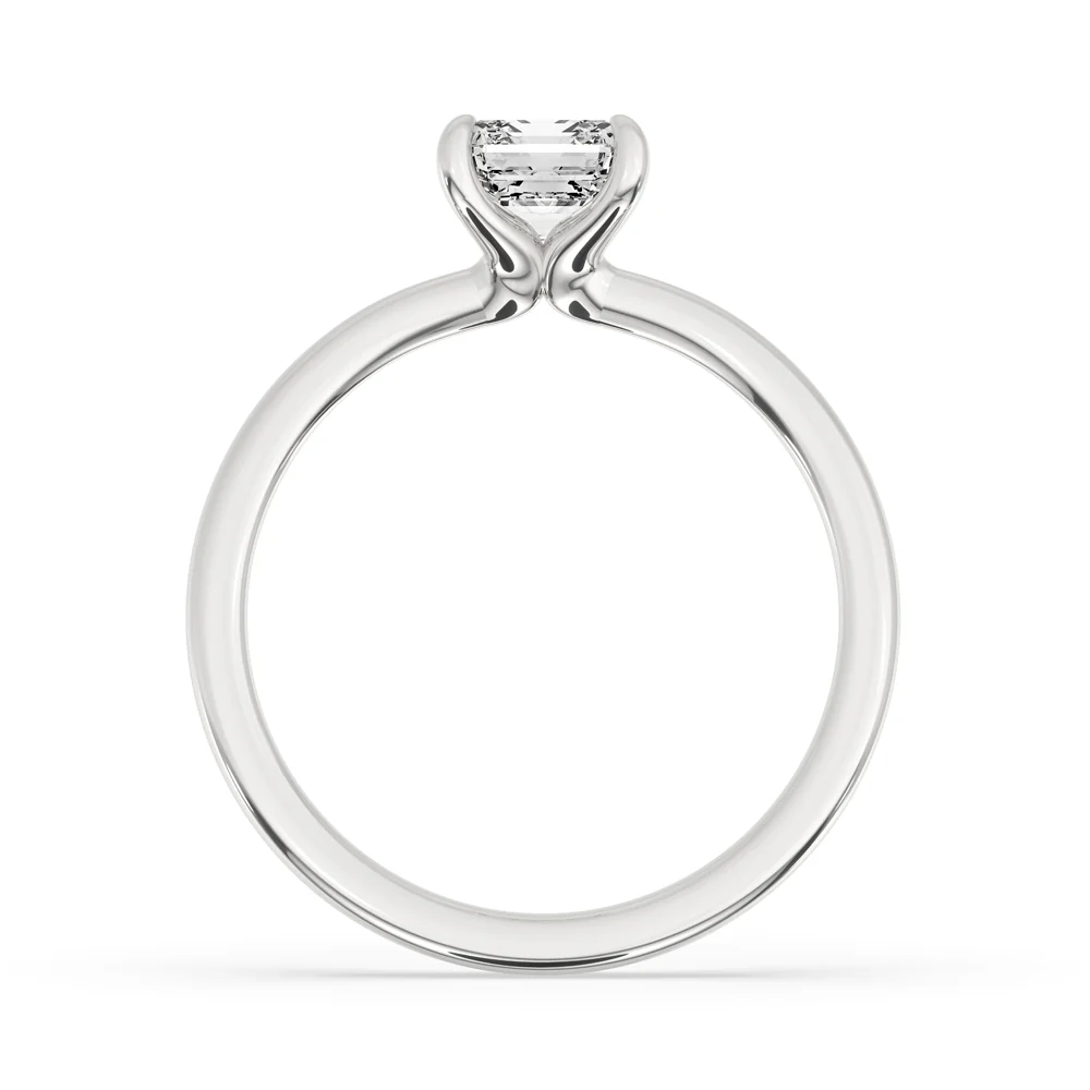Diamond Solitaire Engagement Ring with Asscher Style - Image 4