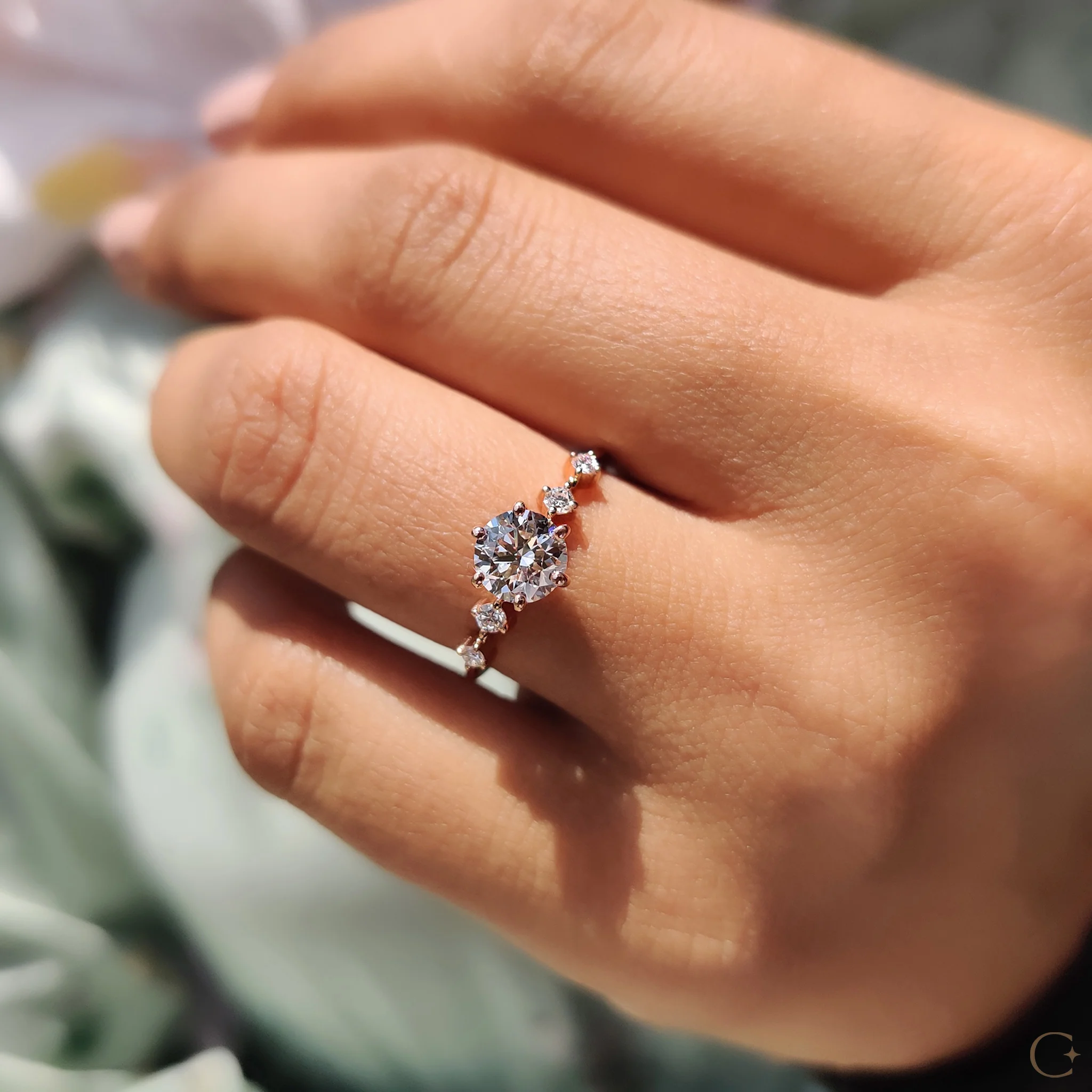 5 Diamond Engagement Ring With Round Cut - Image 7