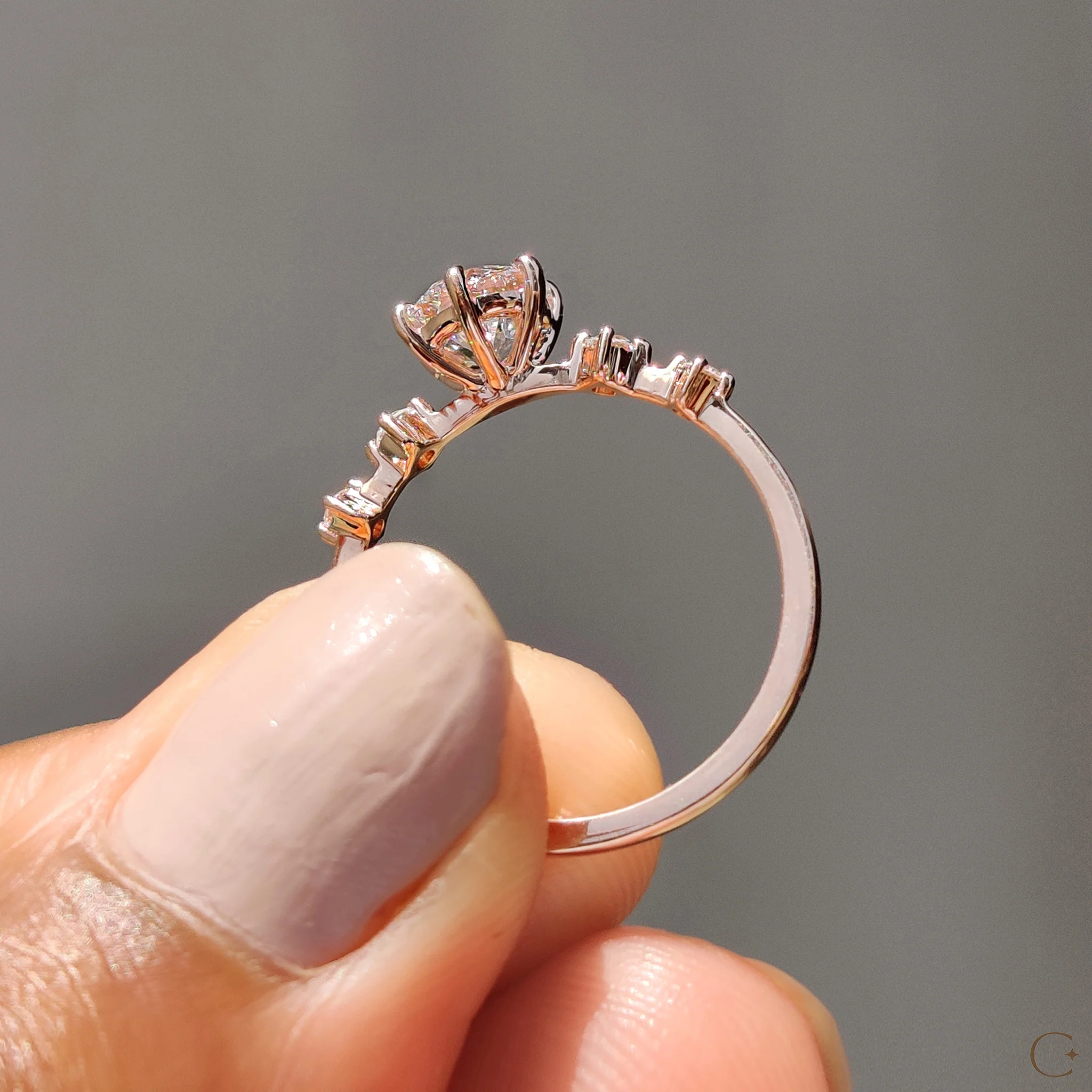 5 Diamond Engagement Ring With Round Cut - Image 8