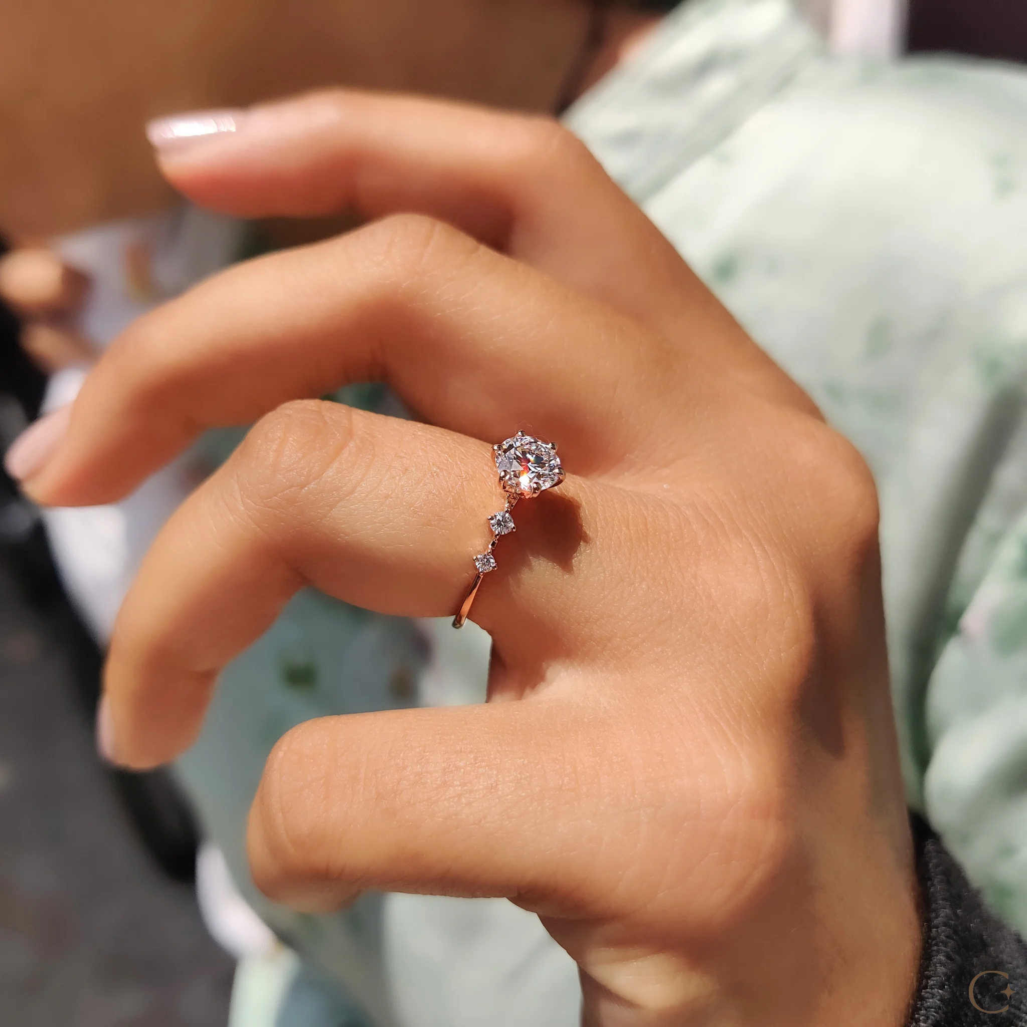 5 Diamond Engagement Ring With Round Cut - Image 9