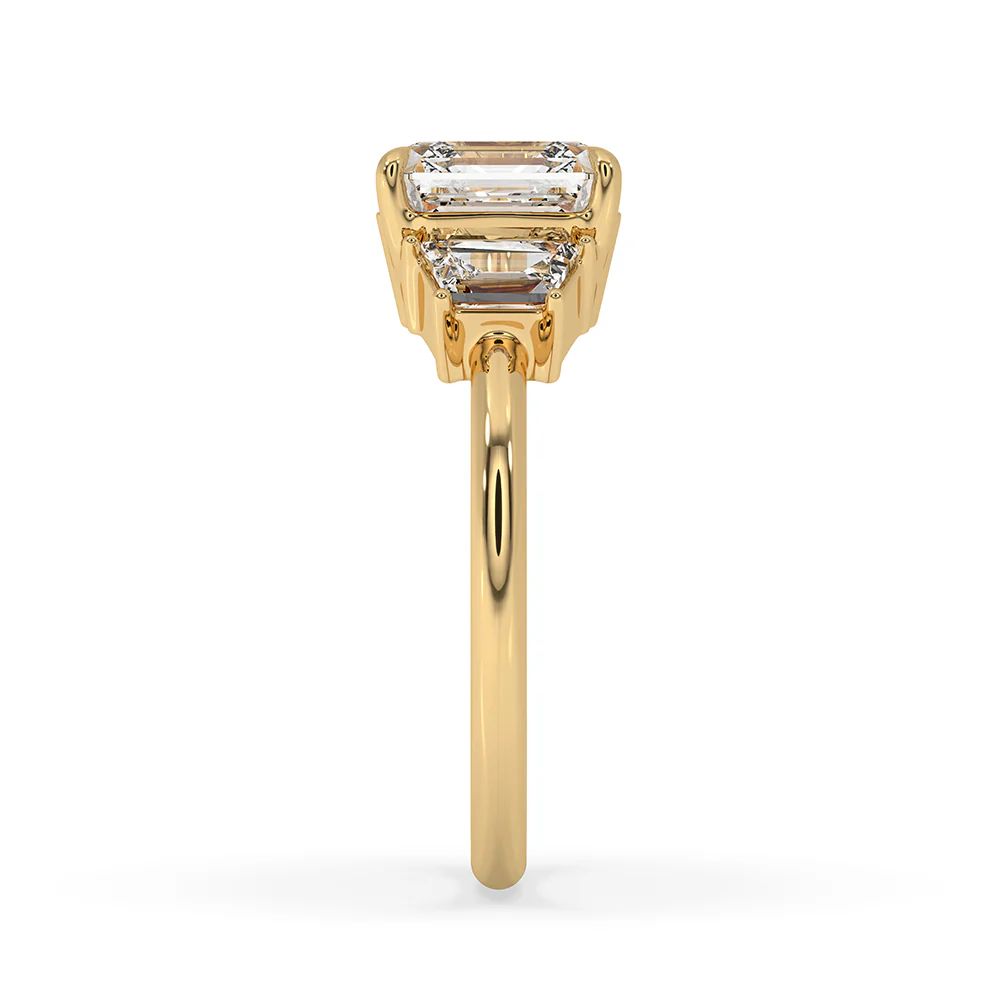Asscher Cut Diamond Ring With 2 Trapezoid Side Stone - Image 3