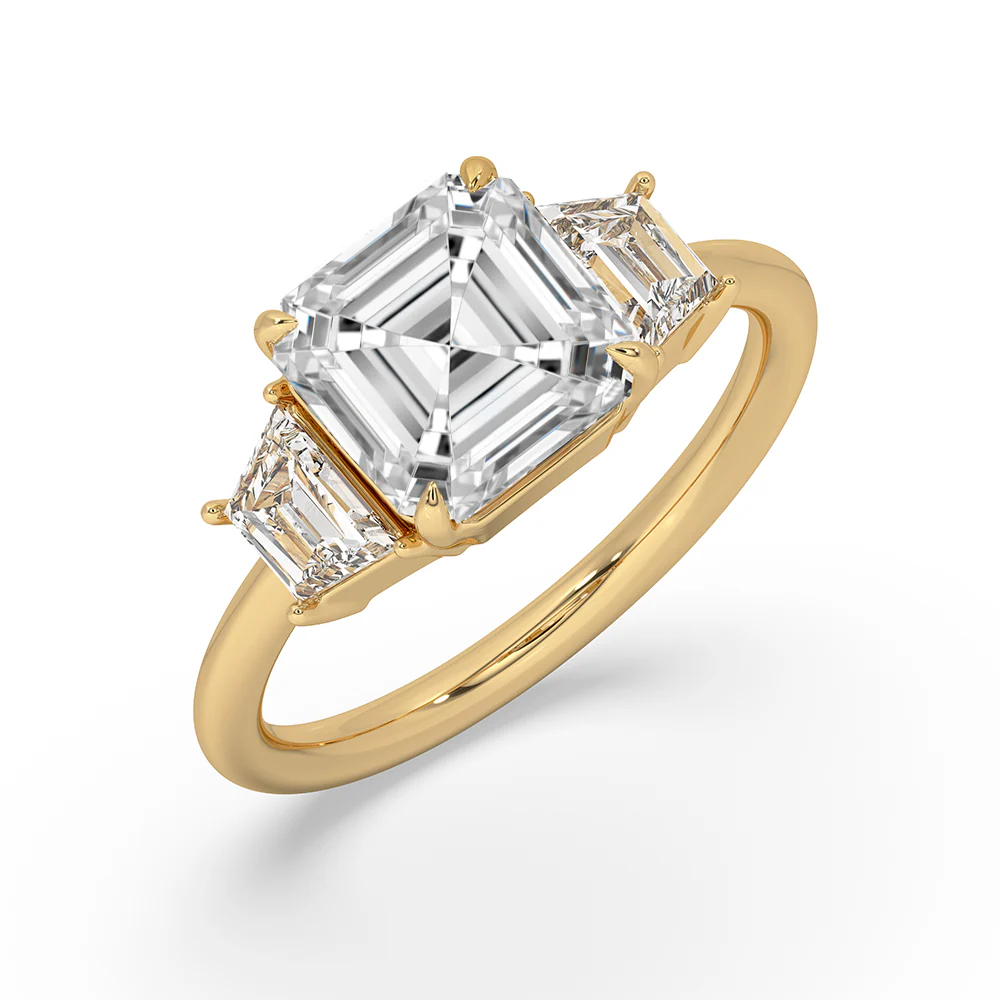Asscher Cut Diamond Ring With 2 Trapezoid Side Stone - Image 4