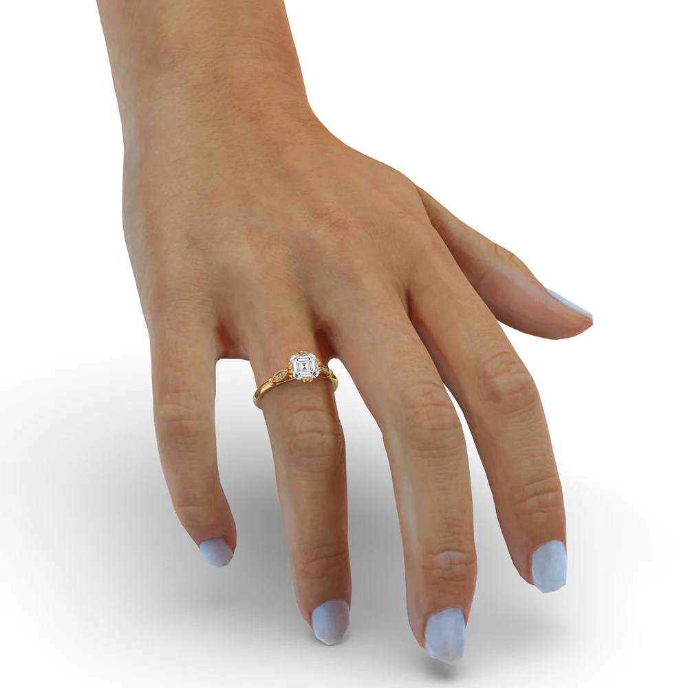 Asscher Cut Diamond Ring With Side Stones - Image 3