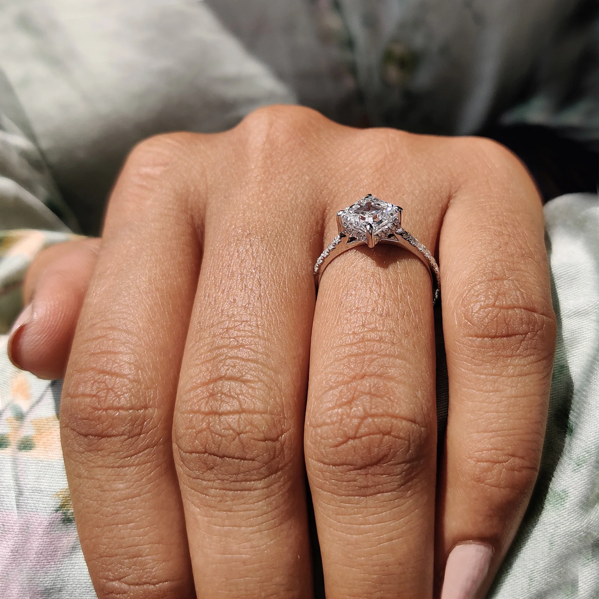 Asscher Cut Engagement Ring With Hidden Halo Design - Image 5