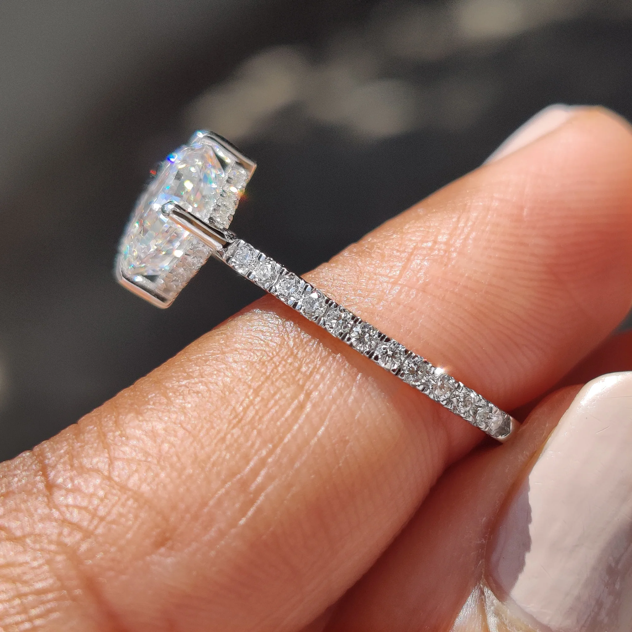 Asscher Cut Engagement Ring With Hidden Halo Design - Image 7