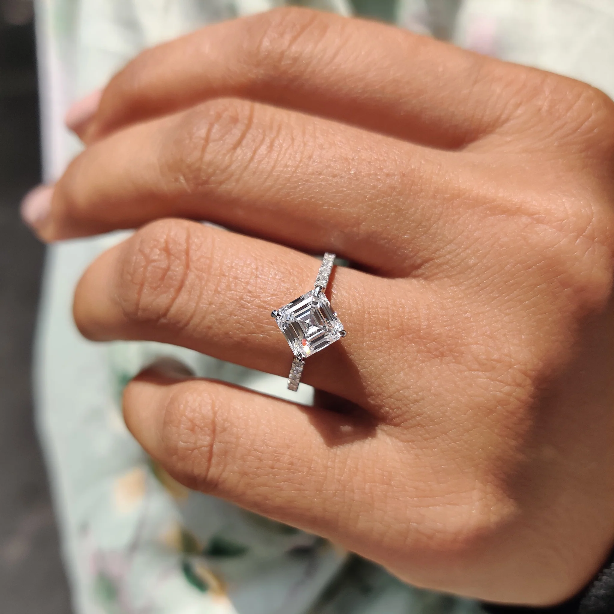 Asscher Cut Engagement Ring With Hidden Halo Design - Image 9