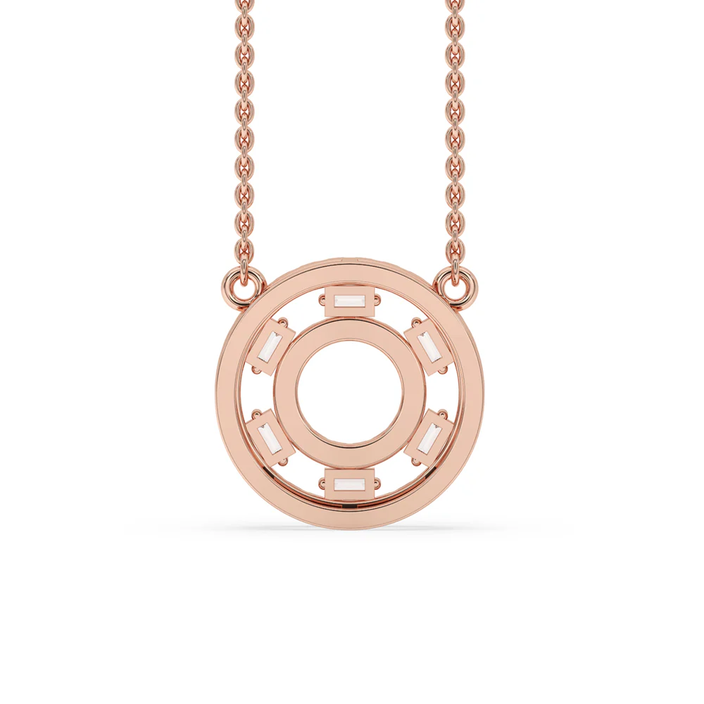 Baguette Cut Diamond Rose Gold Pendant - Classic Charm - Image 3
