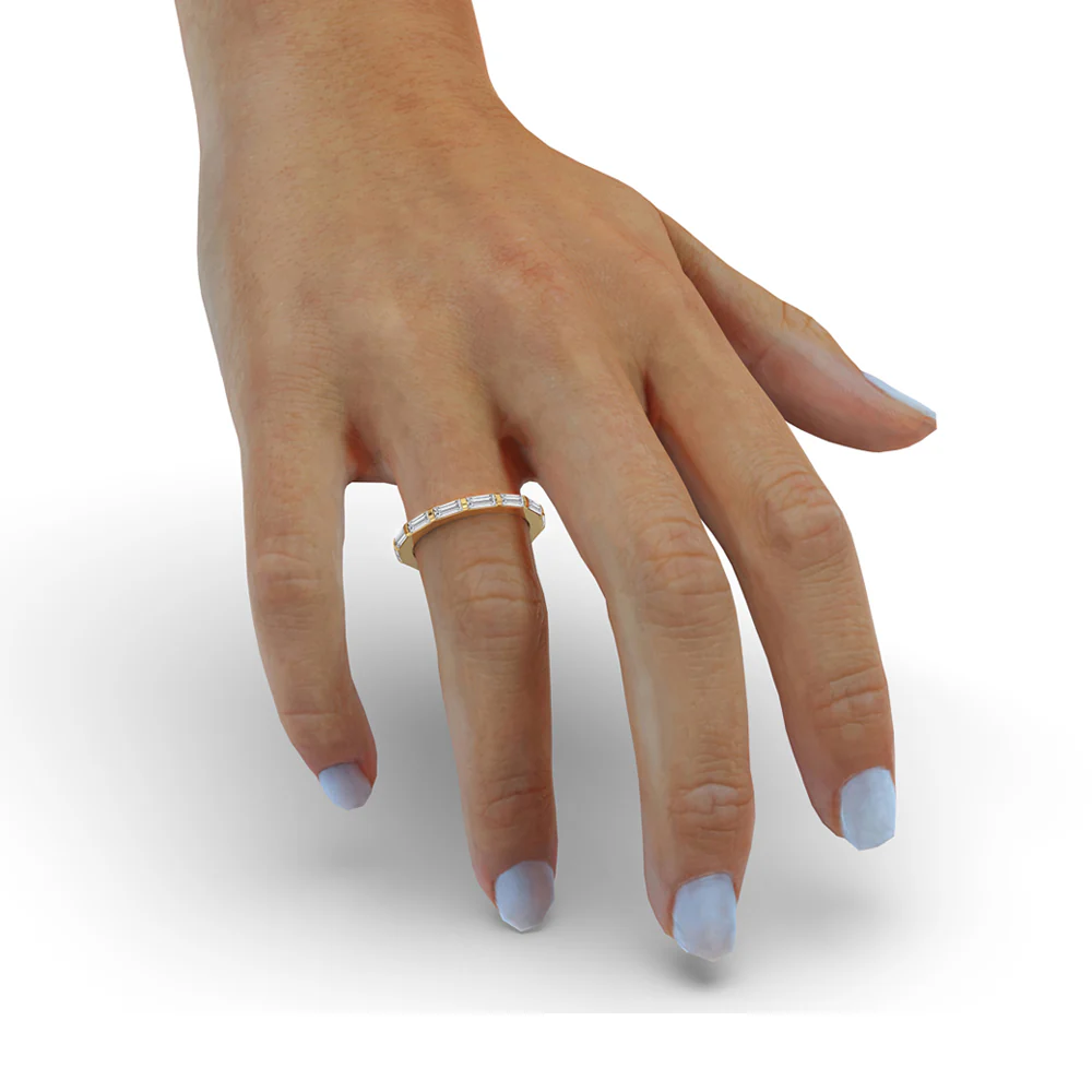 Baguette Diamond Wedding Band - Bar Setting - Image 4