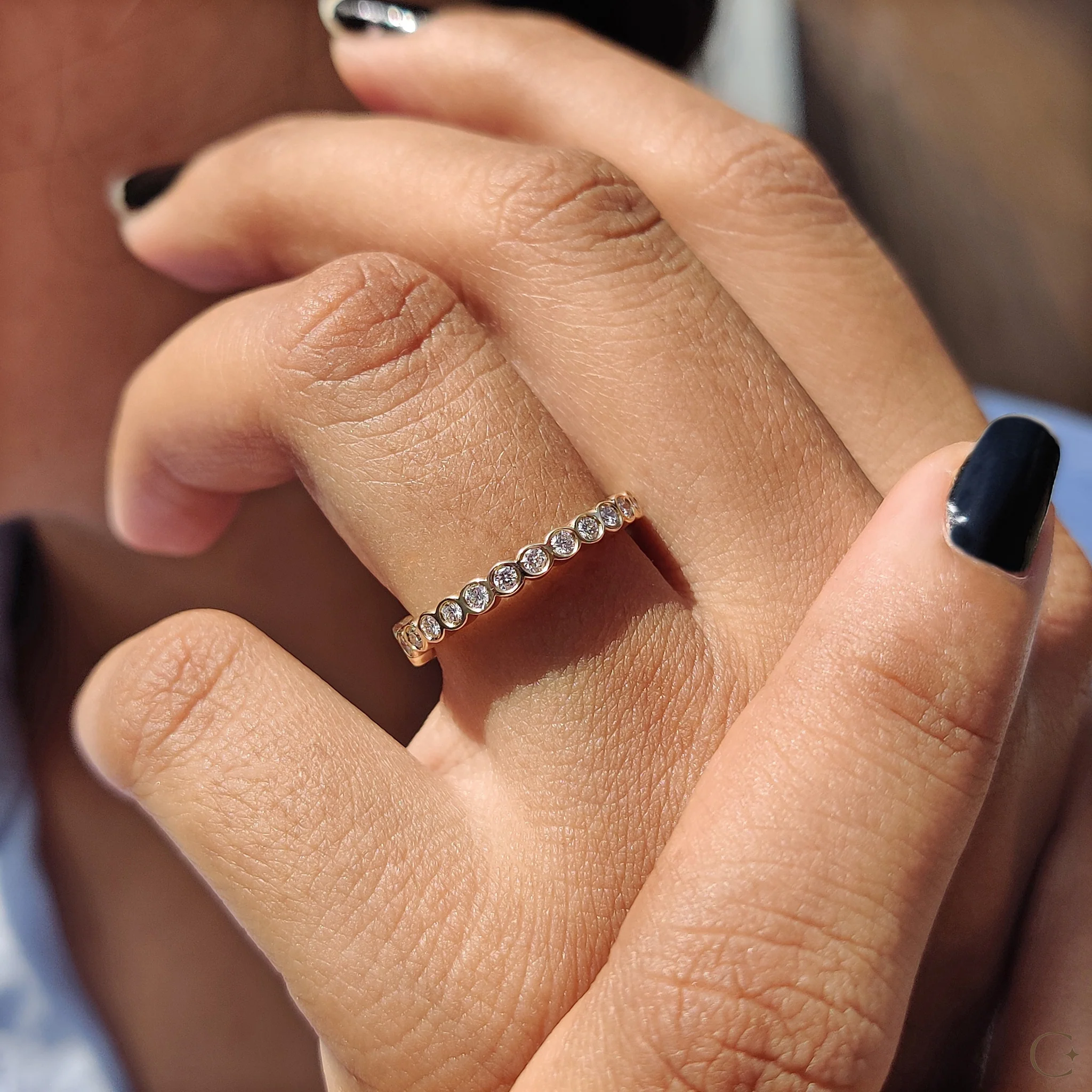 Bezel Set Wedding Band Featuring Round Diamond - Image 3