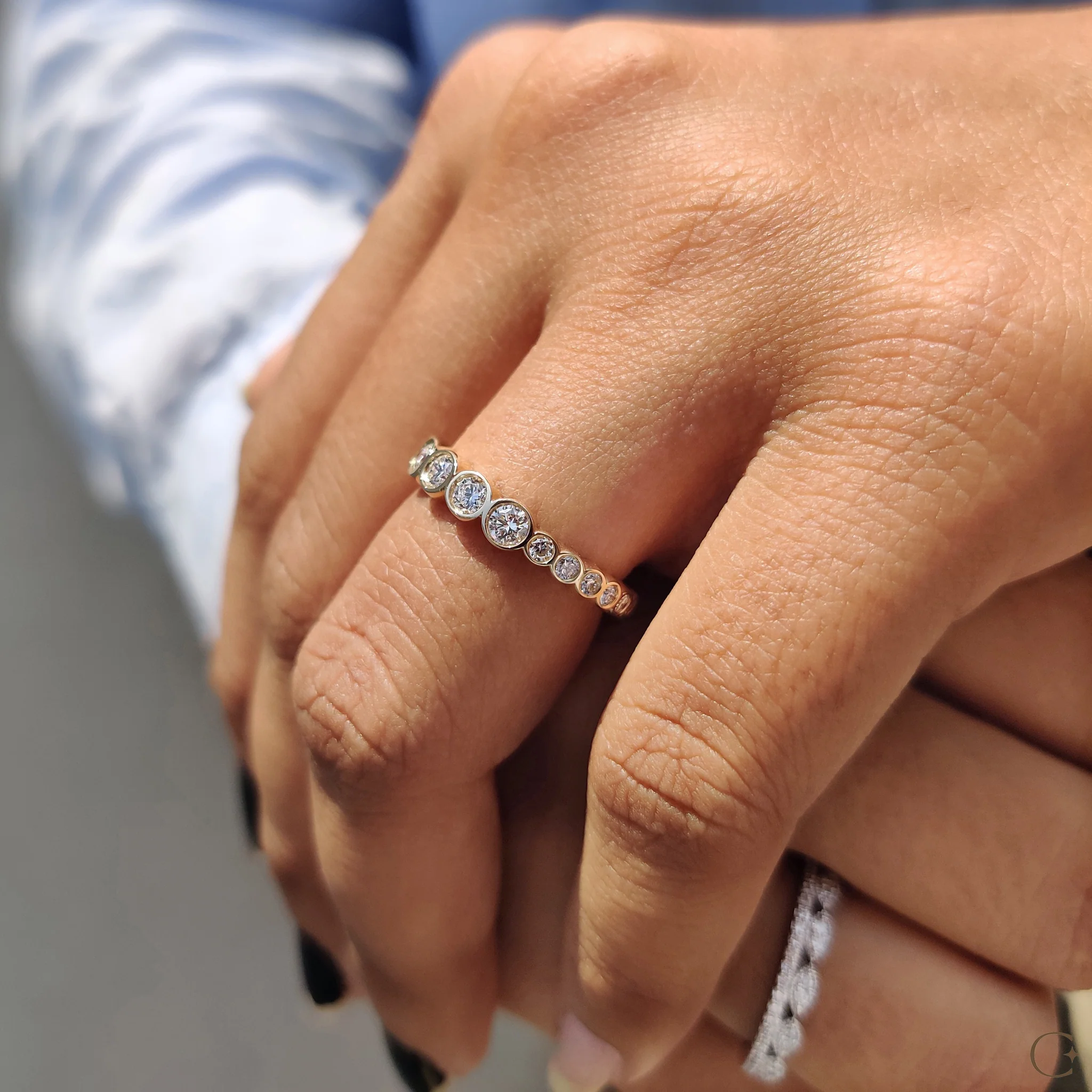 Bezel Set Wedding Band Featuring Round Diamond - Image 5