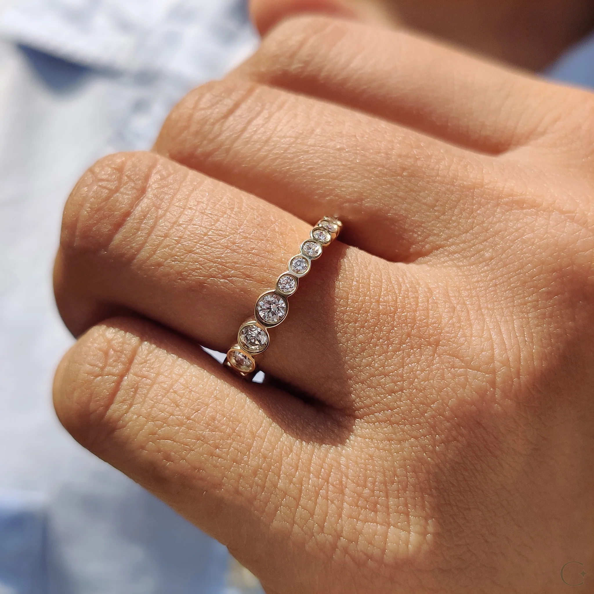 Bezel Set Wedding Band Featuring Round Diamond - Image 6