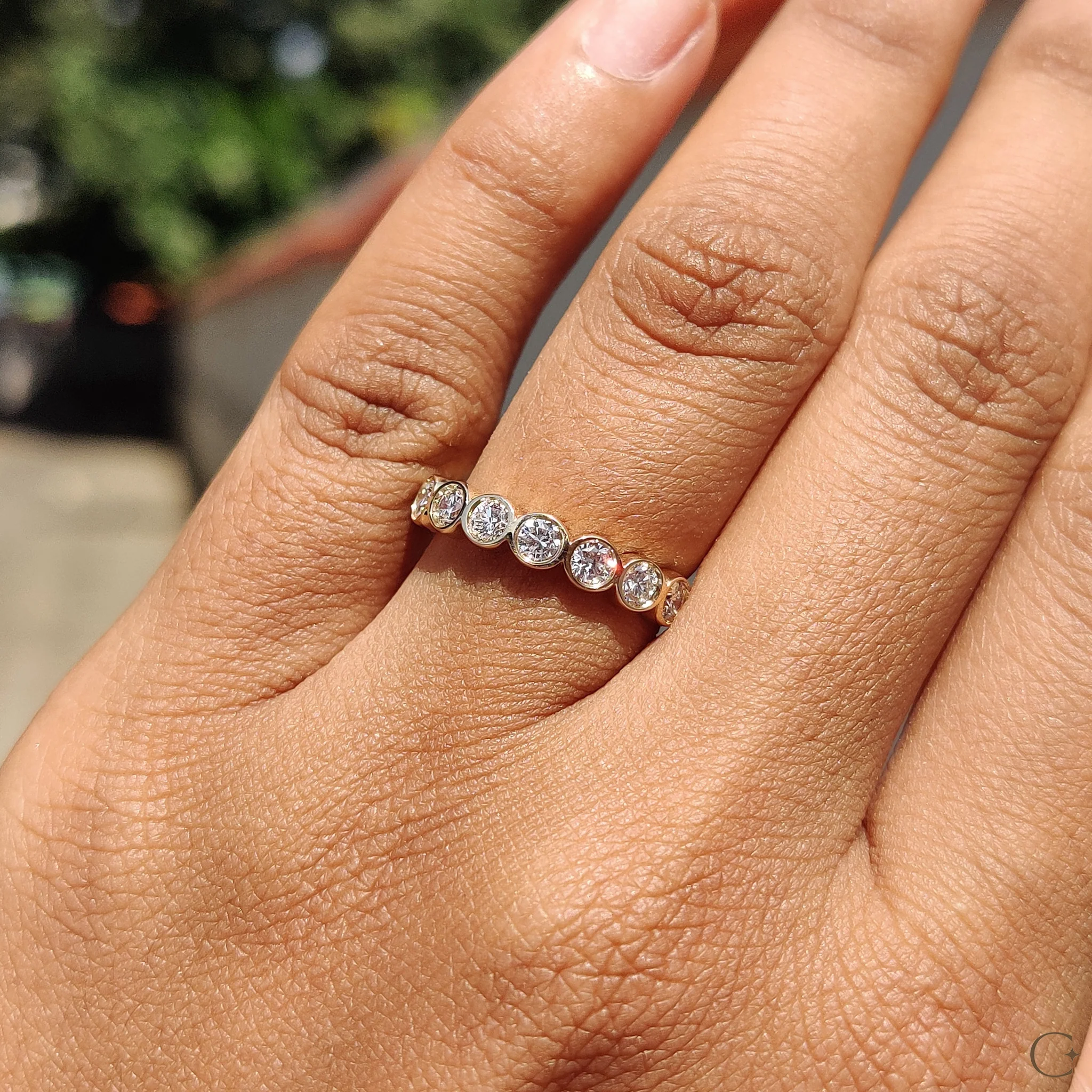 Bezel Set Wedding Band Featuring Round Diamond - Image 7