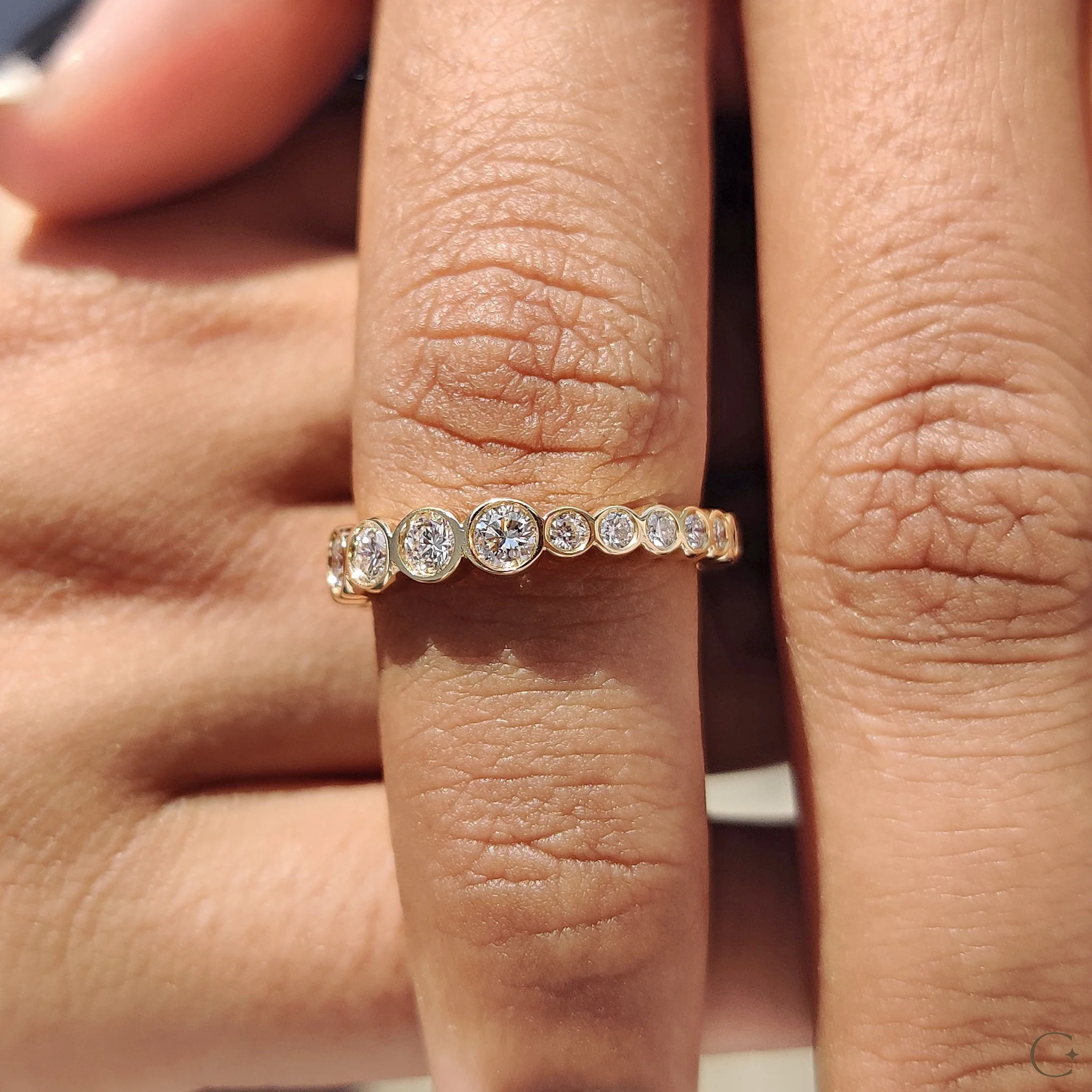 Bezel Set Wedding Band Featuring Round Diamond - Image 8