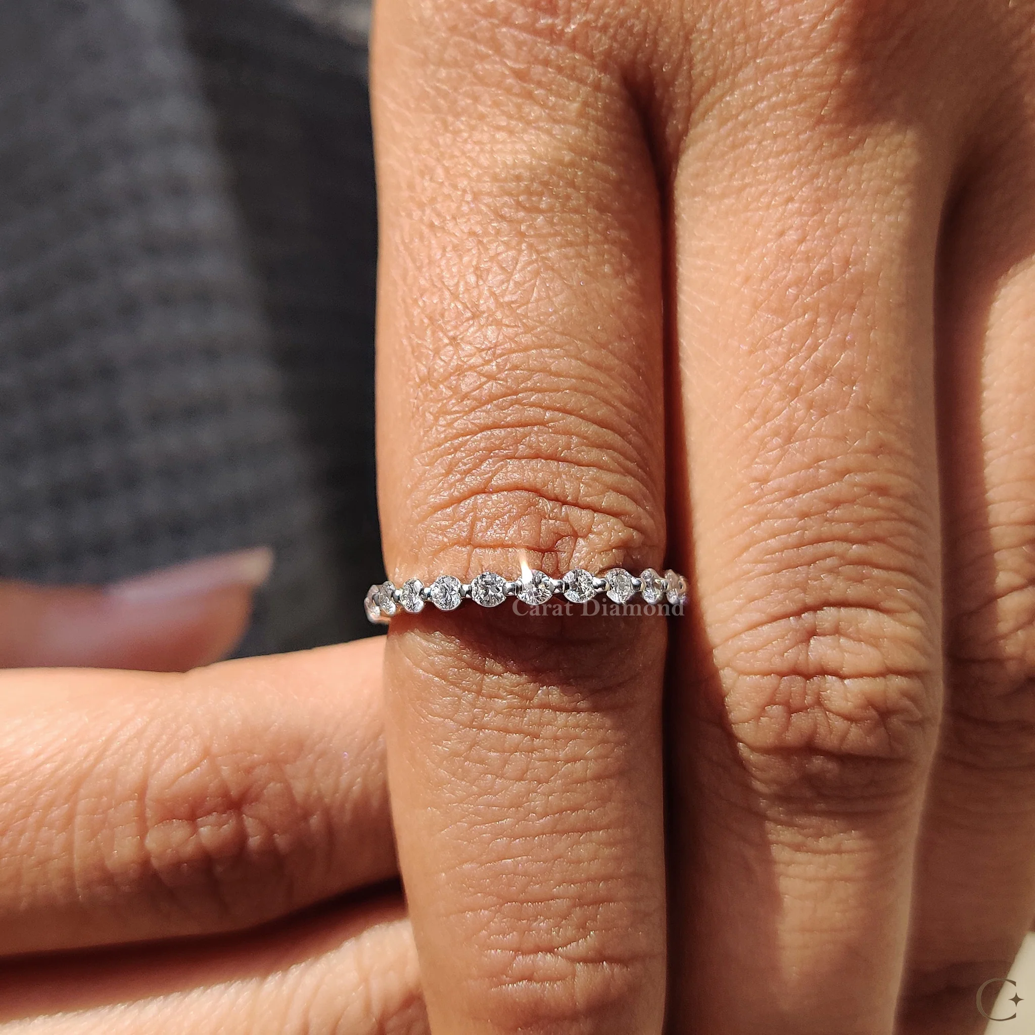 Lab Grown Round Cut Diamond White Gold Eternity Band - Image 7