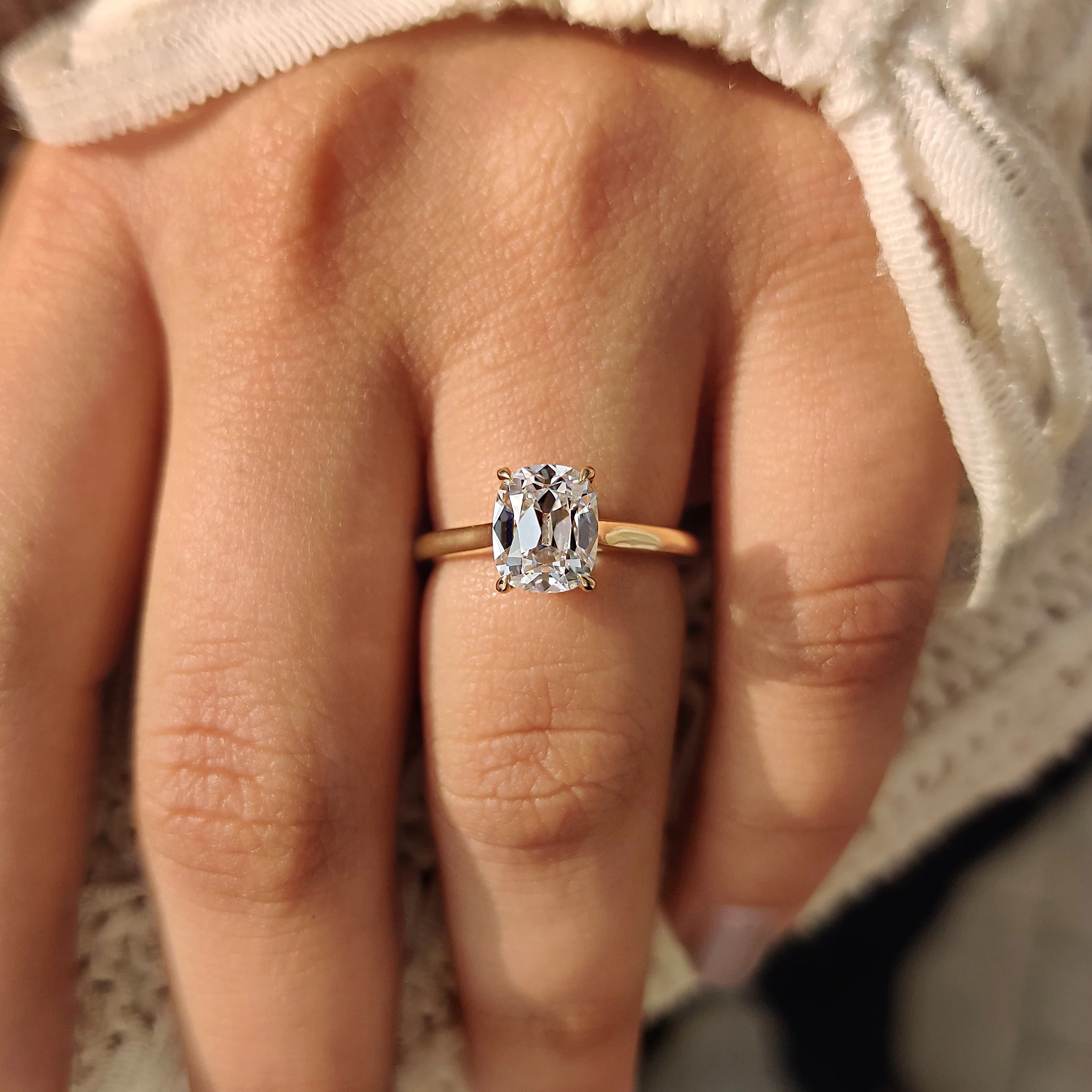 Cushion Old European Cut Diamond Ring in Solitaire Setting - Image 10