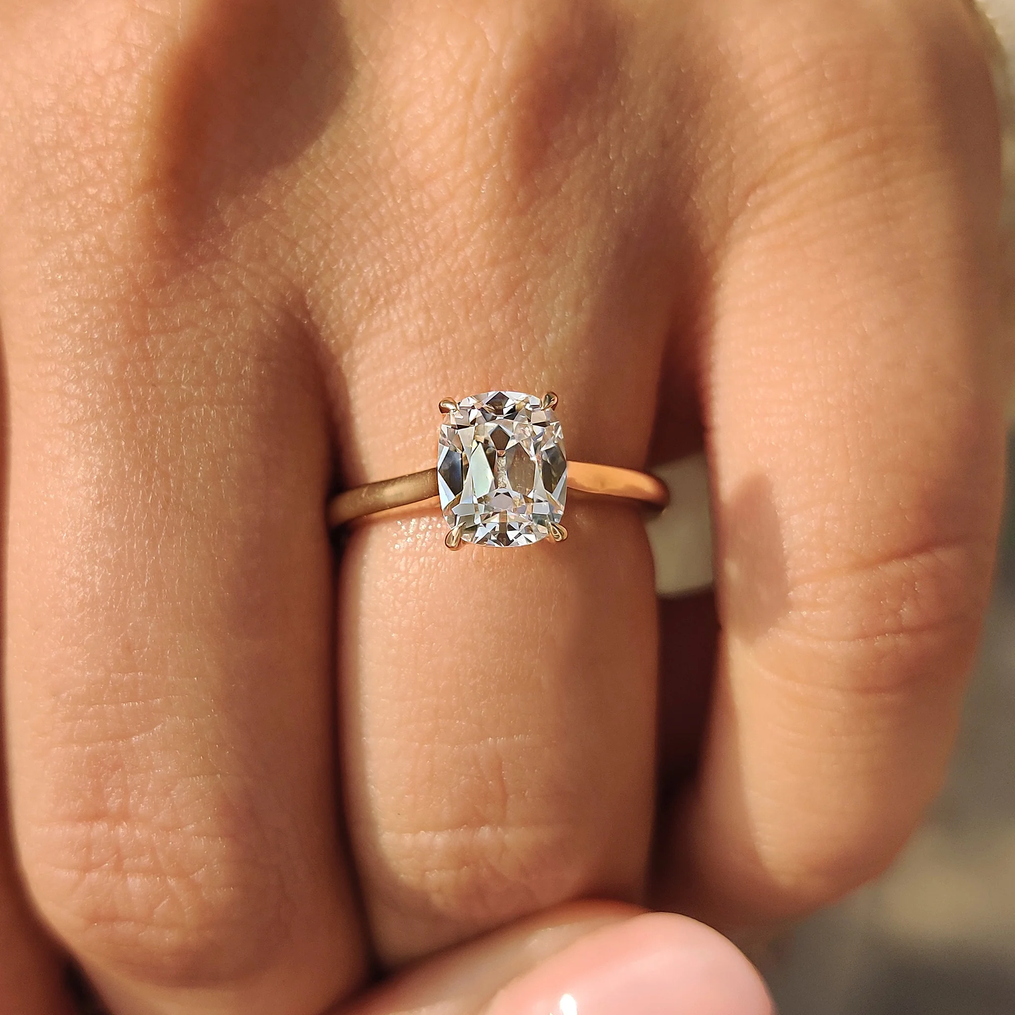 Cushion Old European Cut Diamond Ring in Solitaire Setting - Image 5