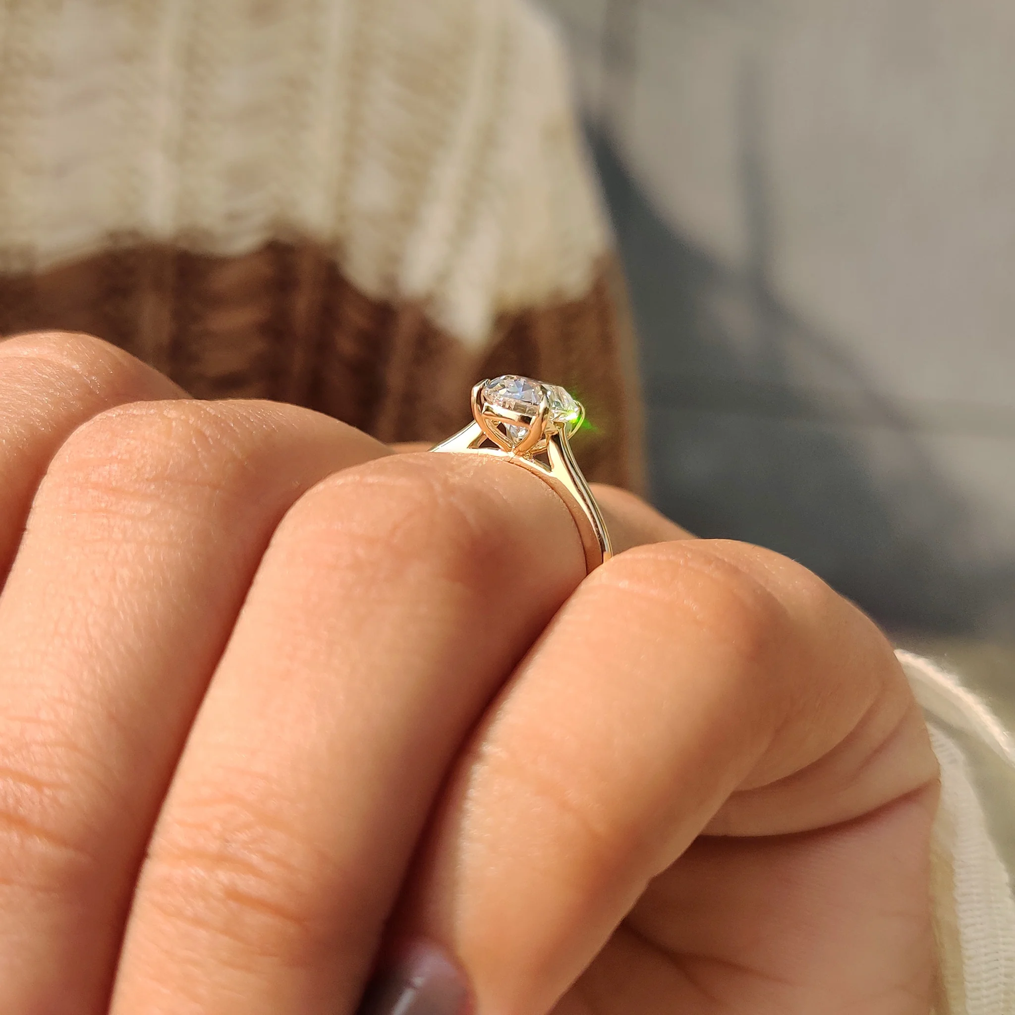 Cushion Old European Cut Diamond Ring in Solitaire Setting - Image 6