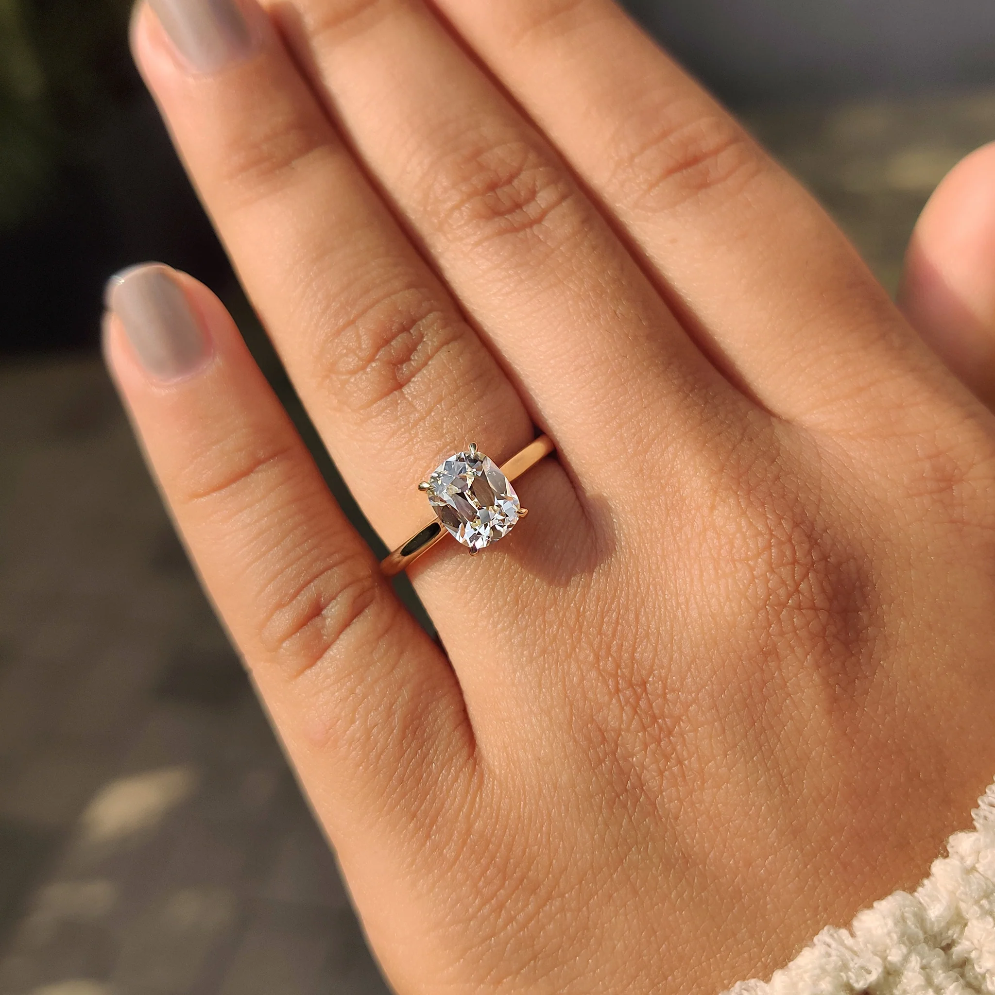 Cushion Old European Cut Diamond Ring in Solitaire Setting - Image 9