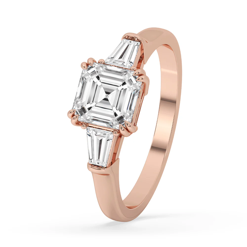 Diamond Baguette Ring with Three Stone Setting - Image 3