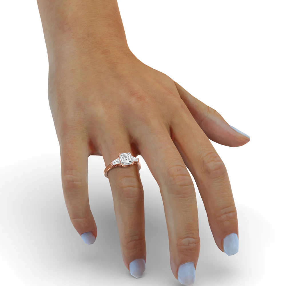 Diamond Baguette Ring with Three Stone Setting - Image 4