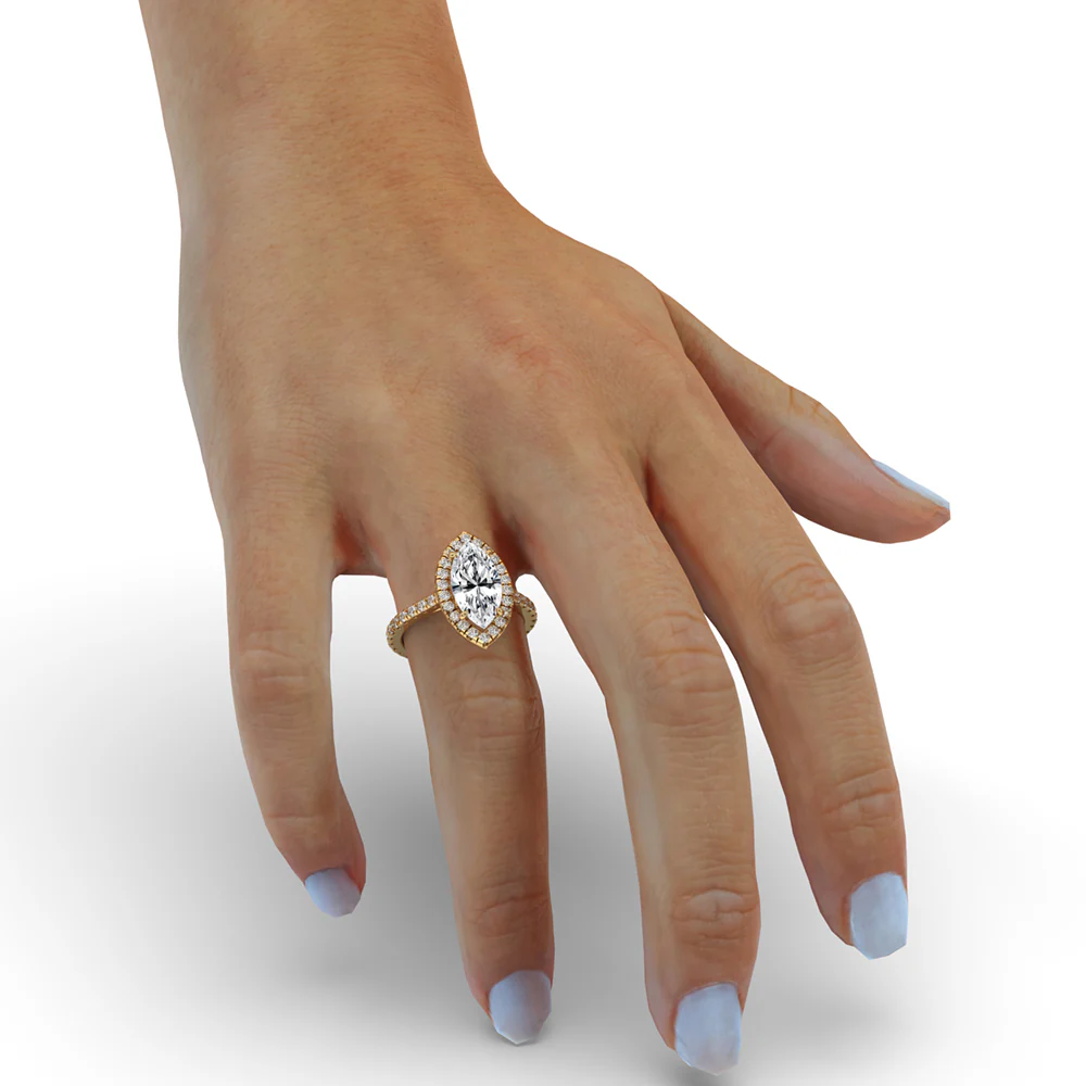 Diamond Marquise Engagement Ring in Cathedral Setting - Image 3