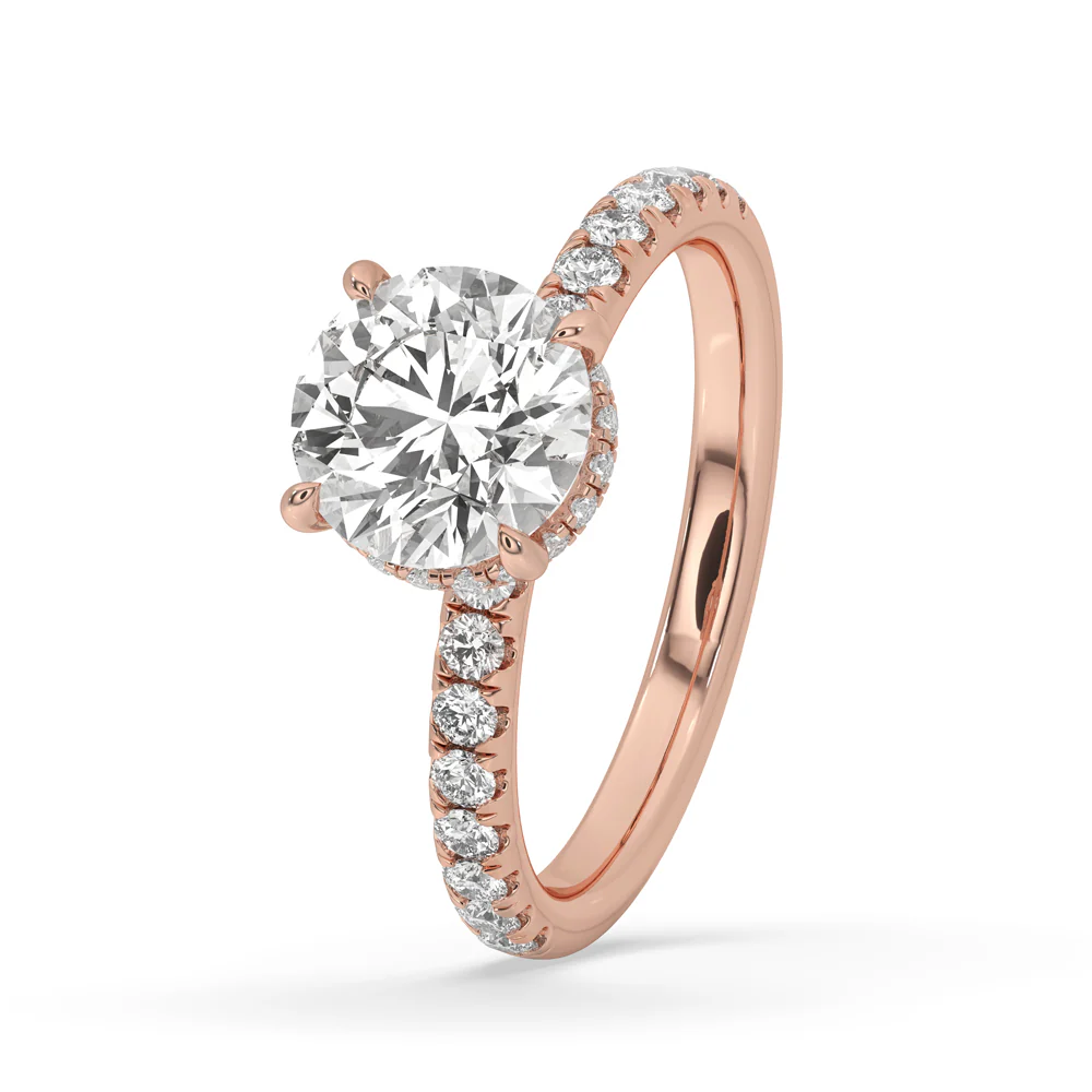 Round Diamond Double Hidden Halo Engagement Ring - Image 5