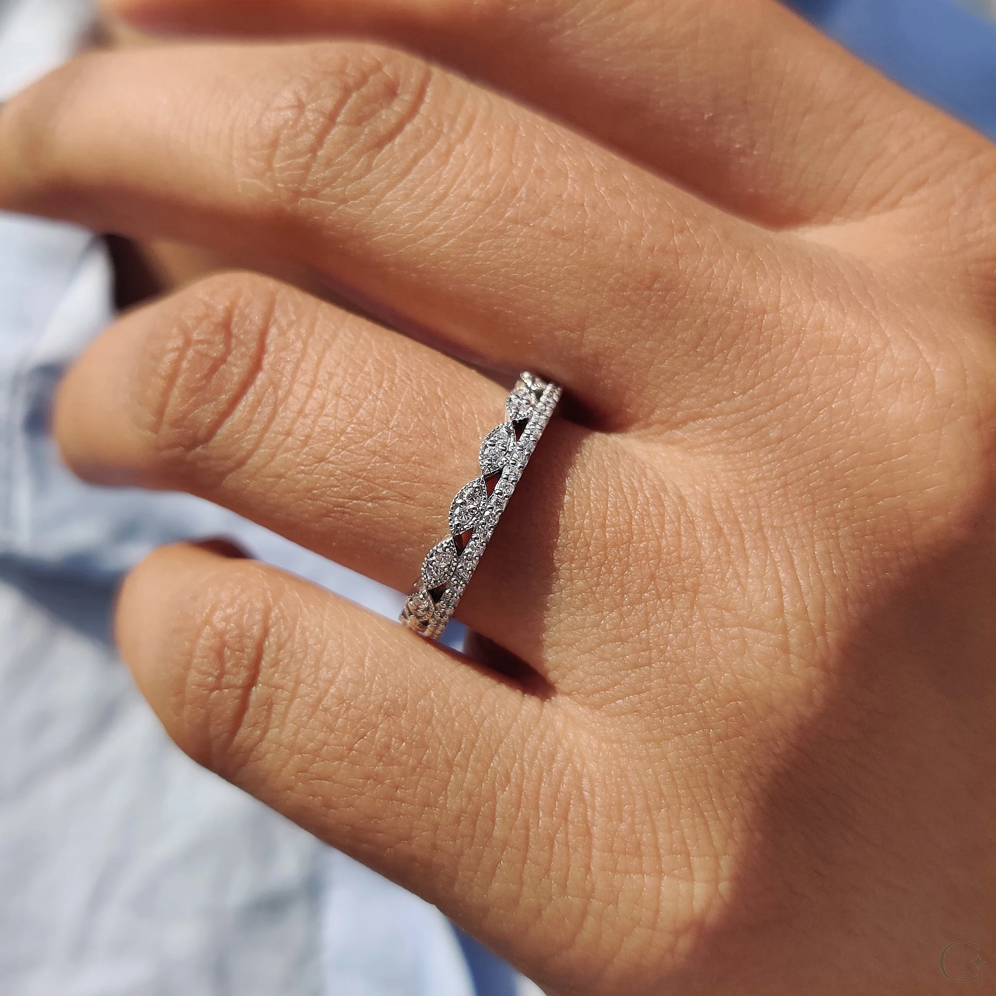 Double Row Diamond Band with Round Cut Sparkle - Image 3