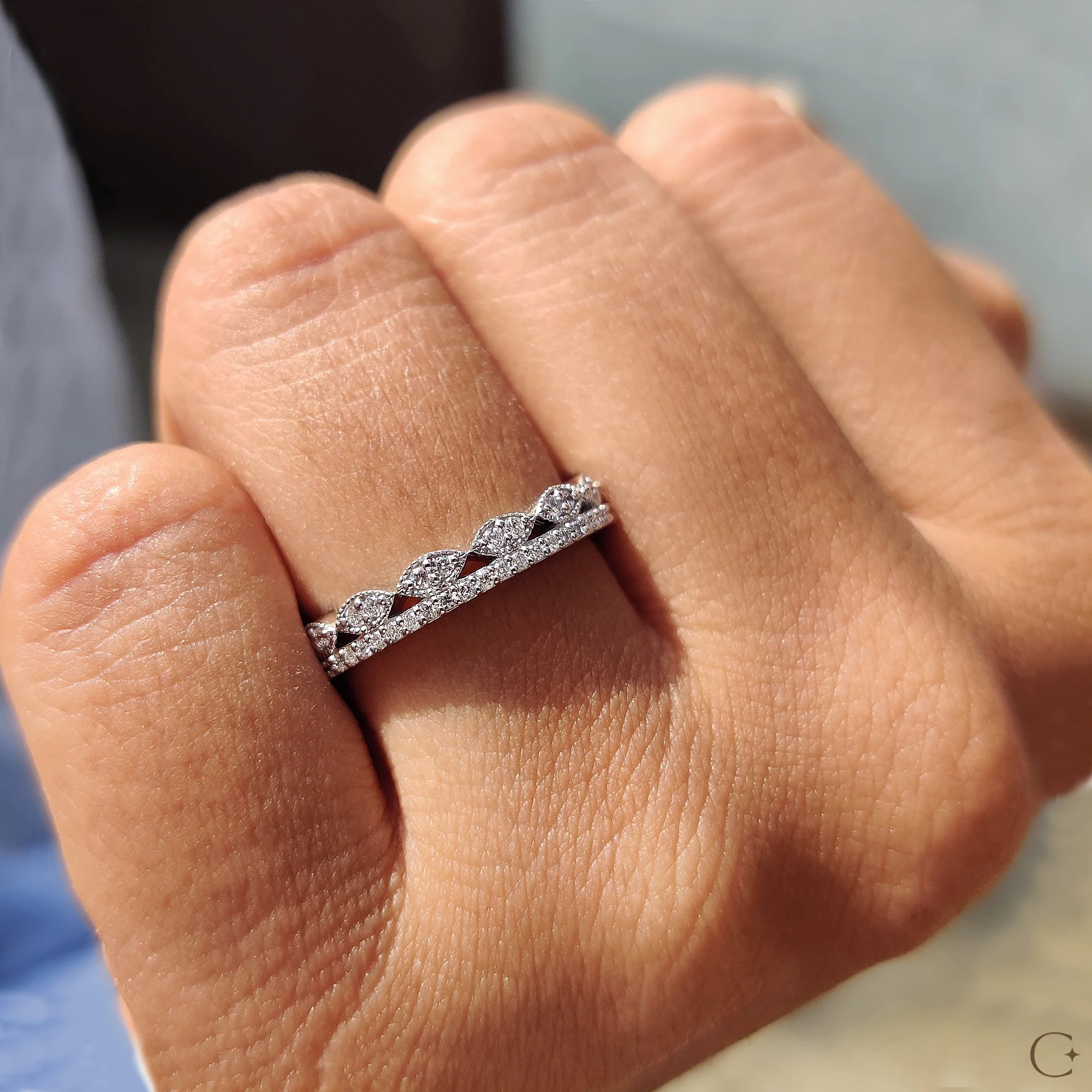 Double Row Diamond Band with Round Cut Sparkle - Image 6