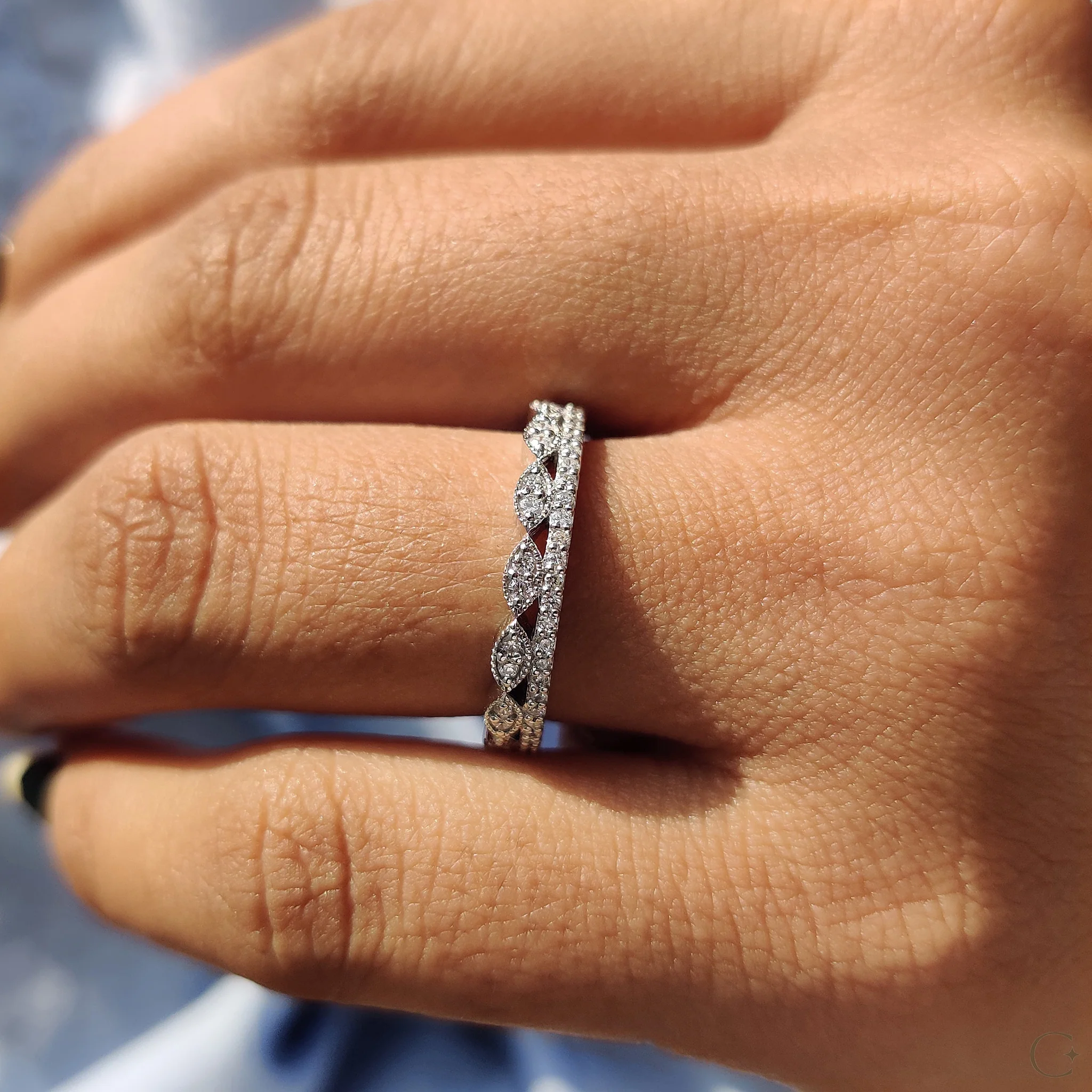 Double Row Diamond Band with Round Cut Sparkle - Image 7