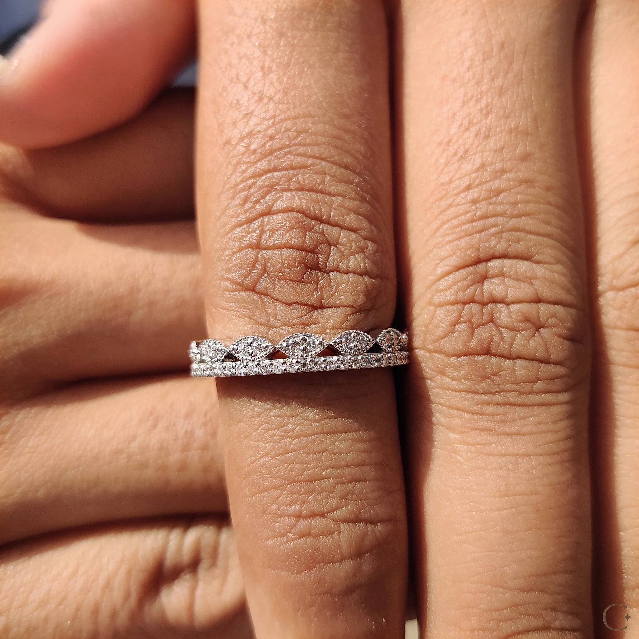 Double Row Diamond Band with Round Cut Sparkle - Image 8