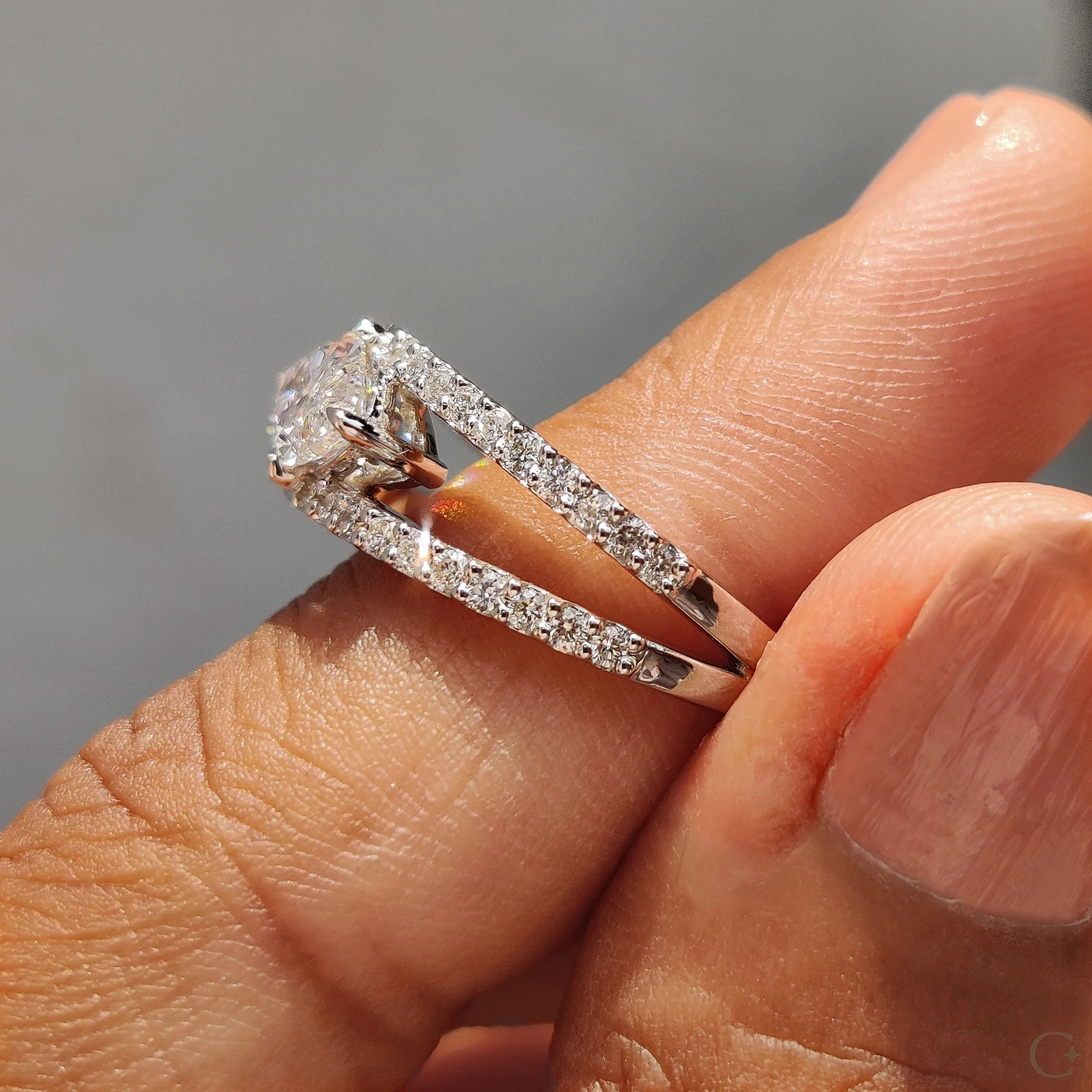 East West Marquise Engagement Ring In Split Shank Style - Image 6