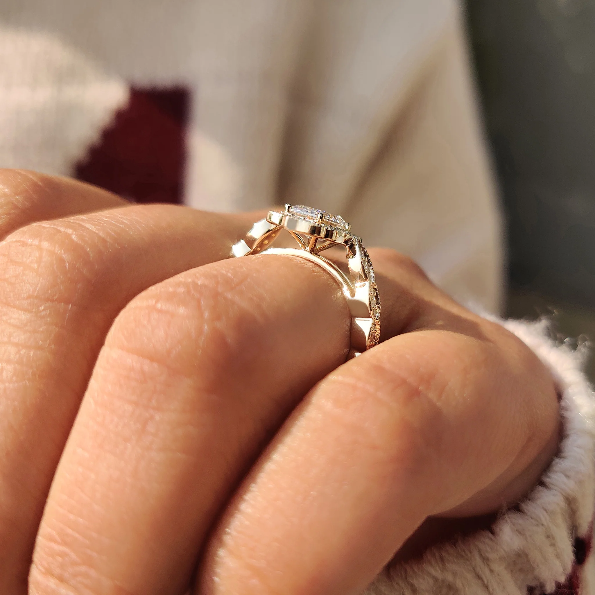 Emerald Cut Diamond Ring in Round Diamond Halo Style - Image 6