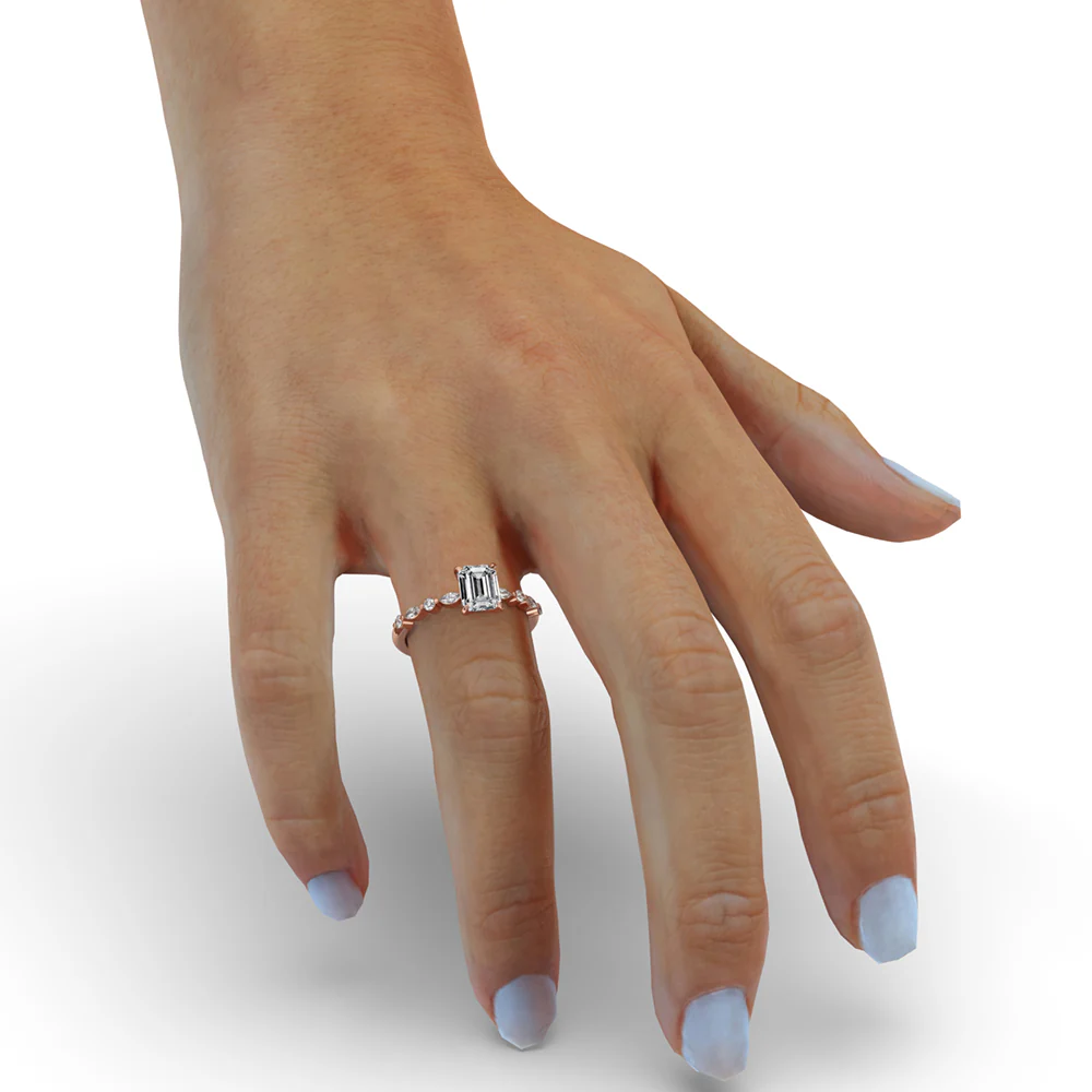 Emerald Cut Engagement Ring - Floating Style - Image 4