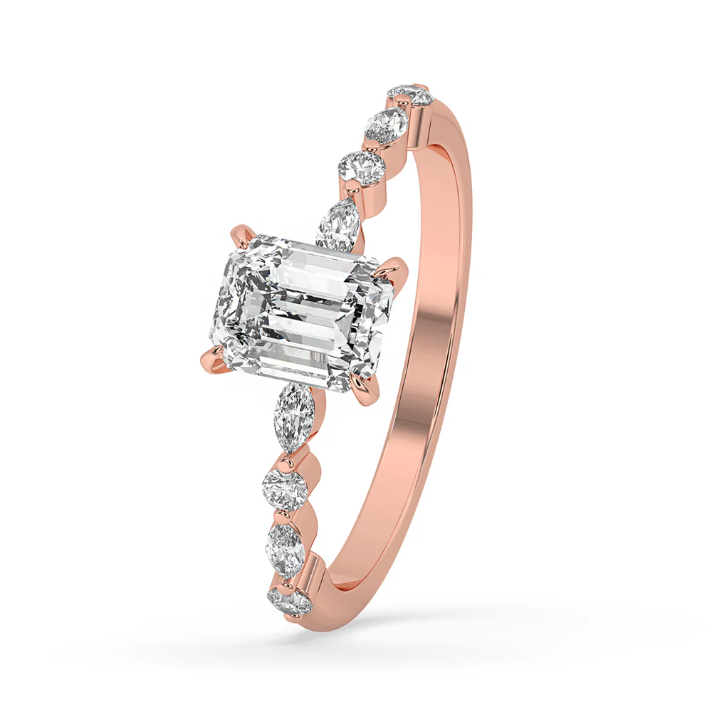 Emerald Cut Engagement Ring - Floating Style - Image 5