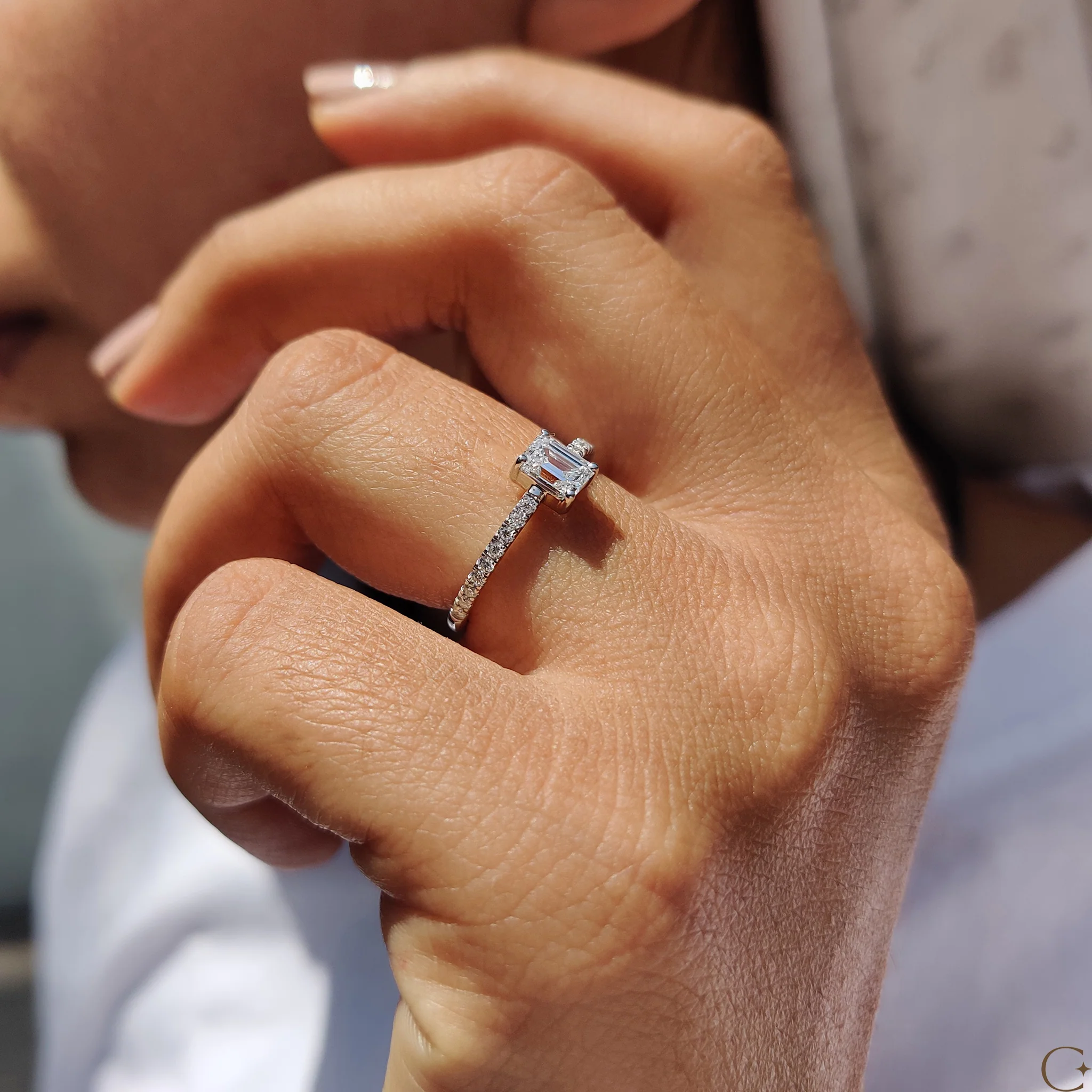 Emerald Pave Ring With Secure Four Prong Setting - Image 6