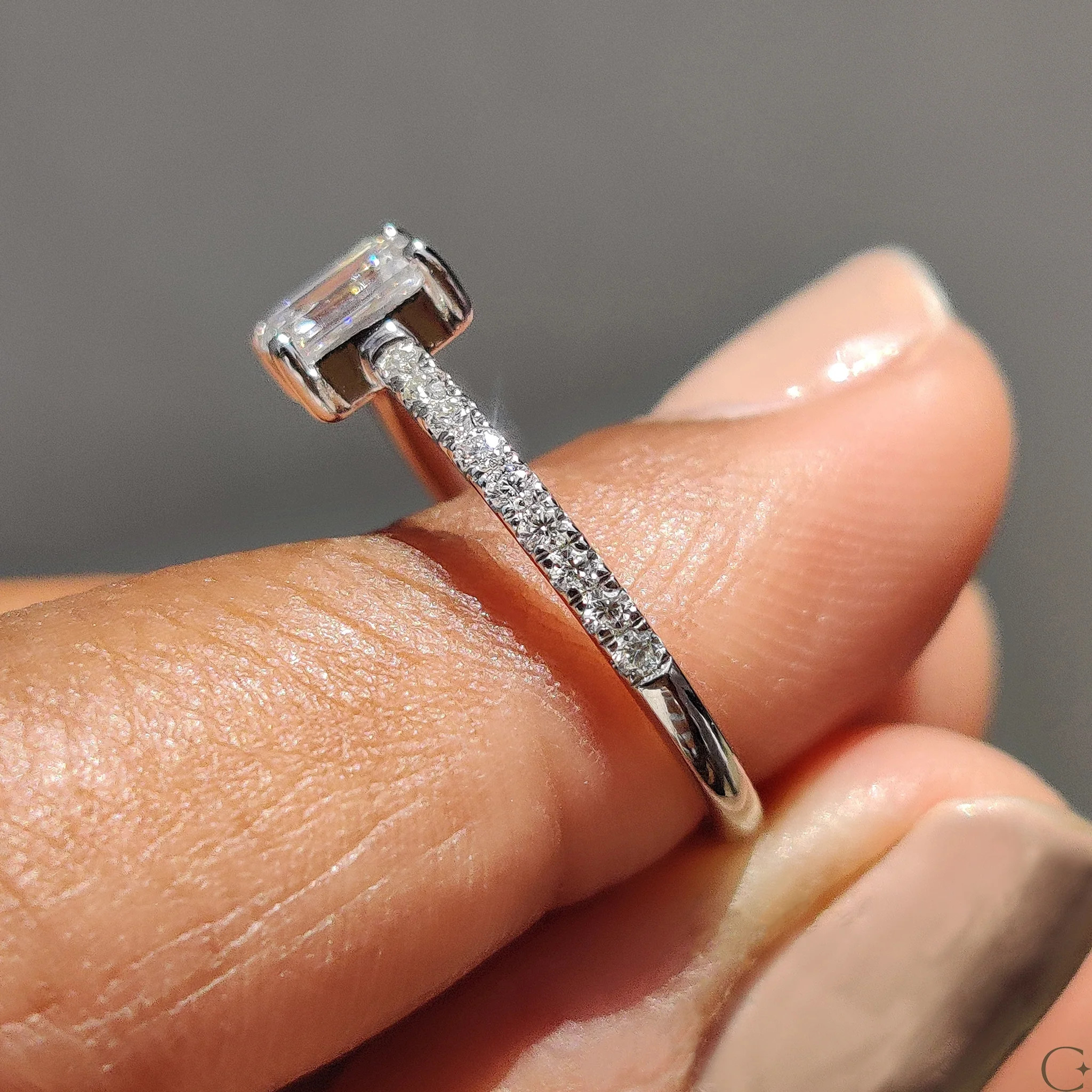 Emerald Pave Ring With Secure Four Prong Setting - Image 8