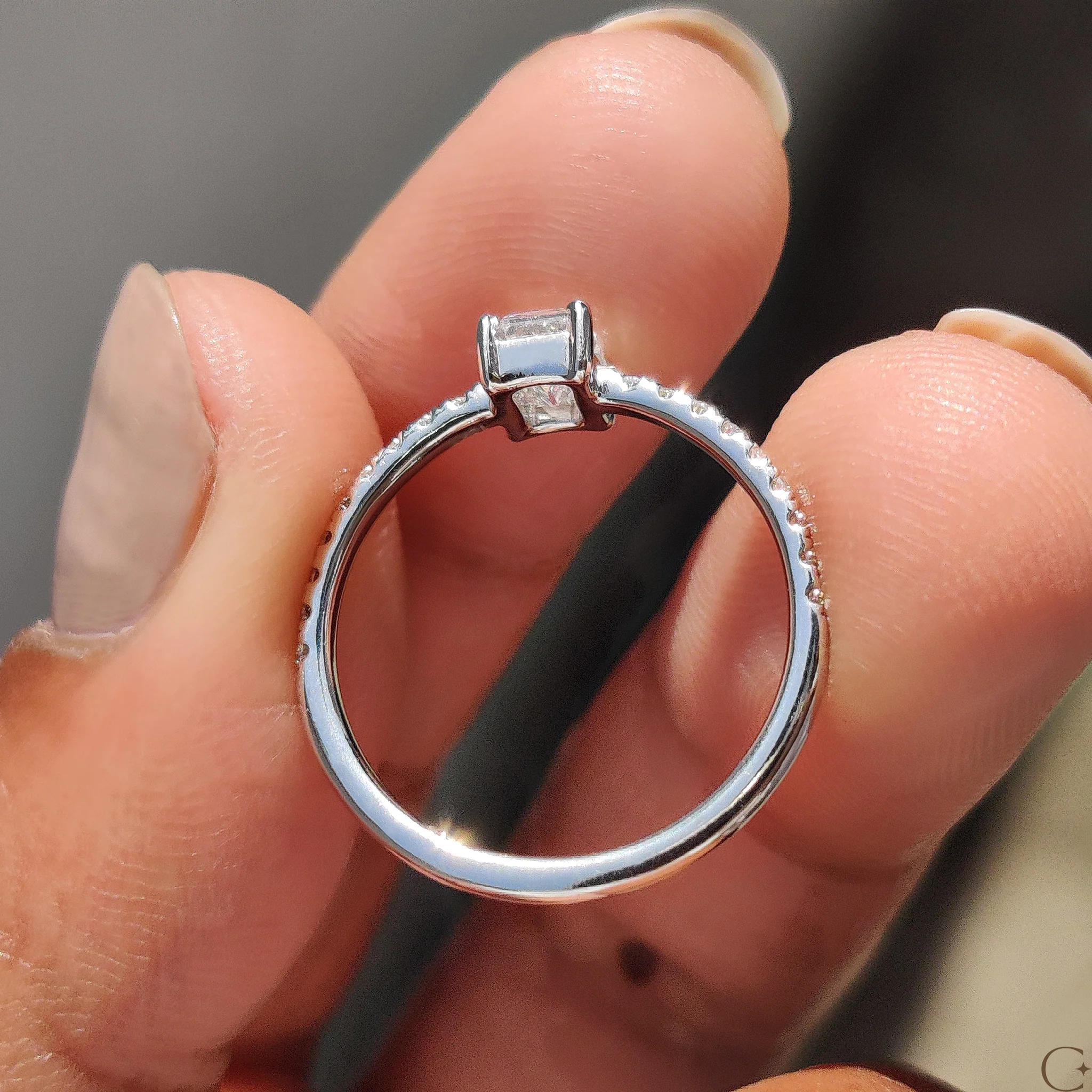 Emerald Pave Ring With Secure Four Prong Setting - Image 9