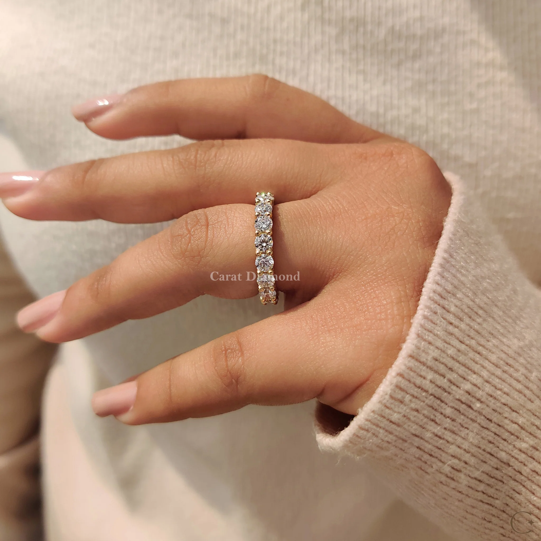 Eternity Round Diamond Wedding Band - Image 6