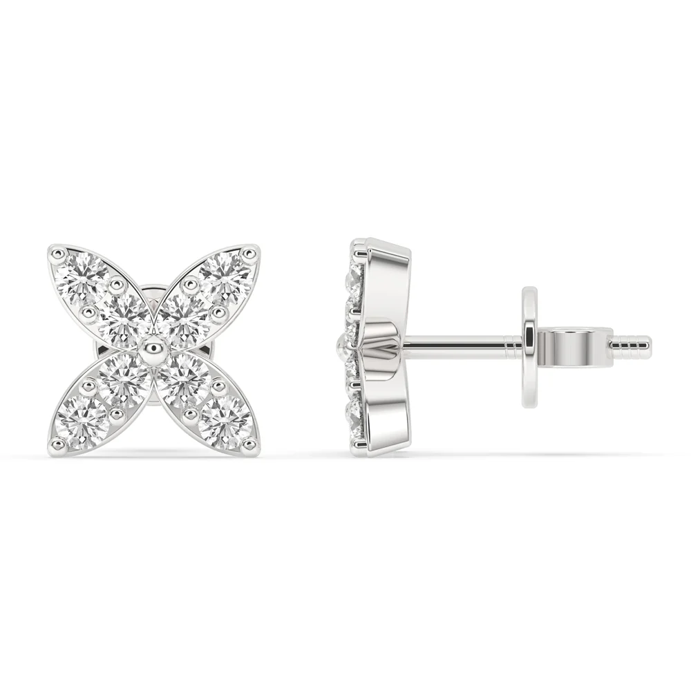 Flower Earrings - White Gold - Image 3